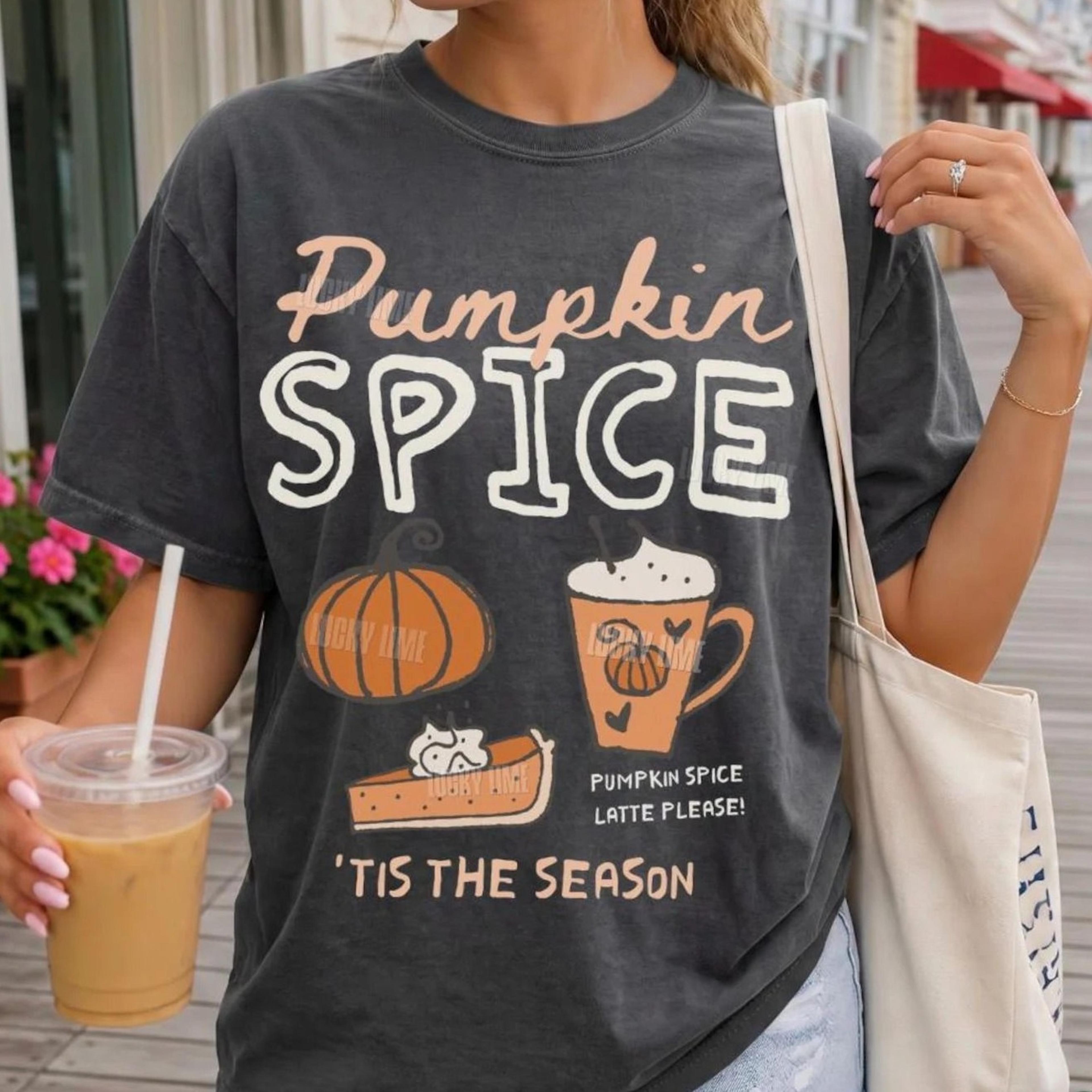 fall tshirt, fall crewneck, pumpkin spice latte lover shirt, autumn graphic tee