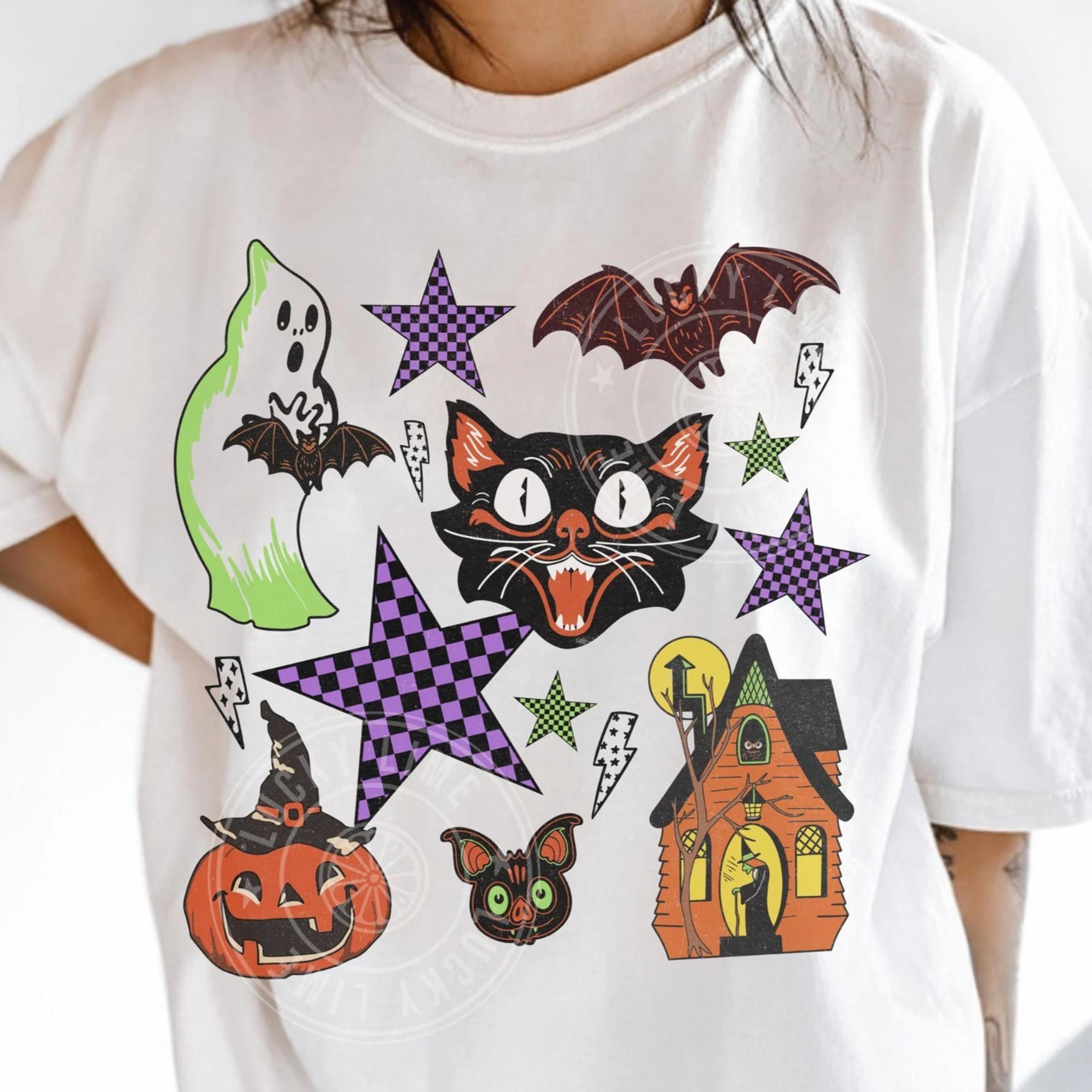 retro halloween shirt, vintage halloween collage shirt, cute ghost tee, spooky season shirt, spooky apparel, pumpkin sea