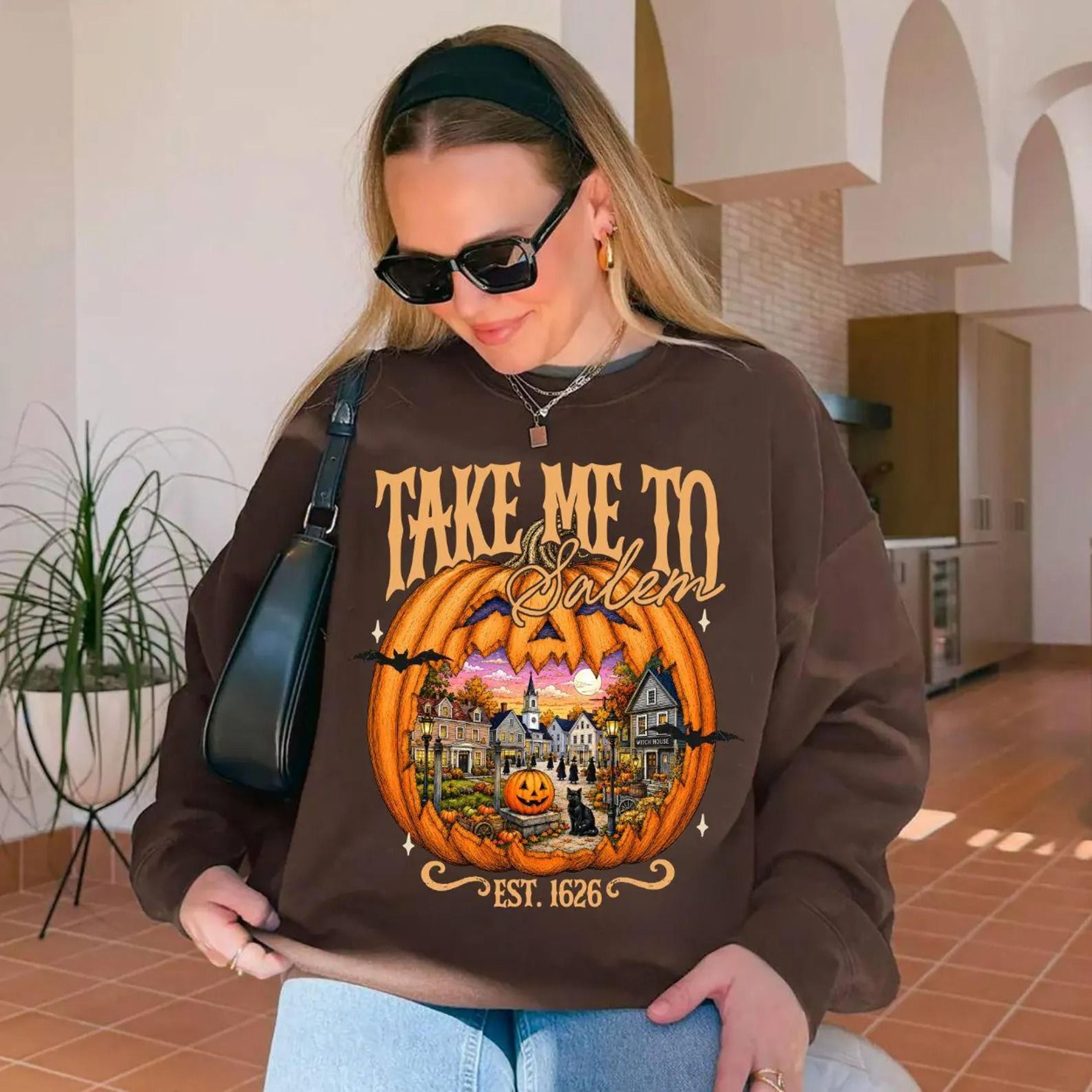 retro take me to salem sweatshirt, 90s halloween shirt, vintage halloween sweater, vintage salem shirt, salem witches sw