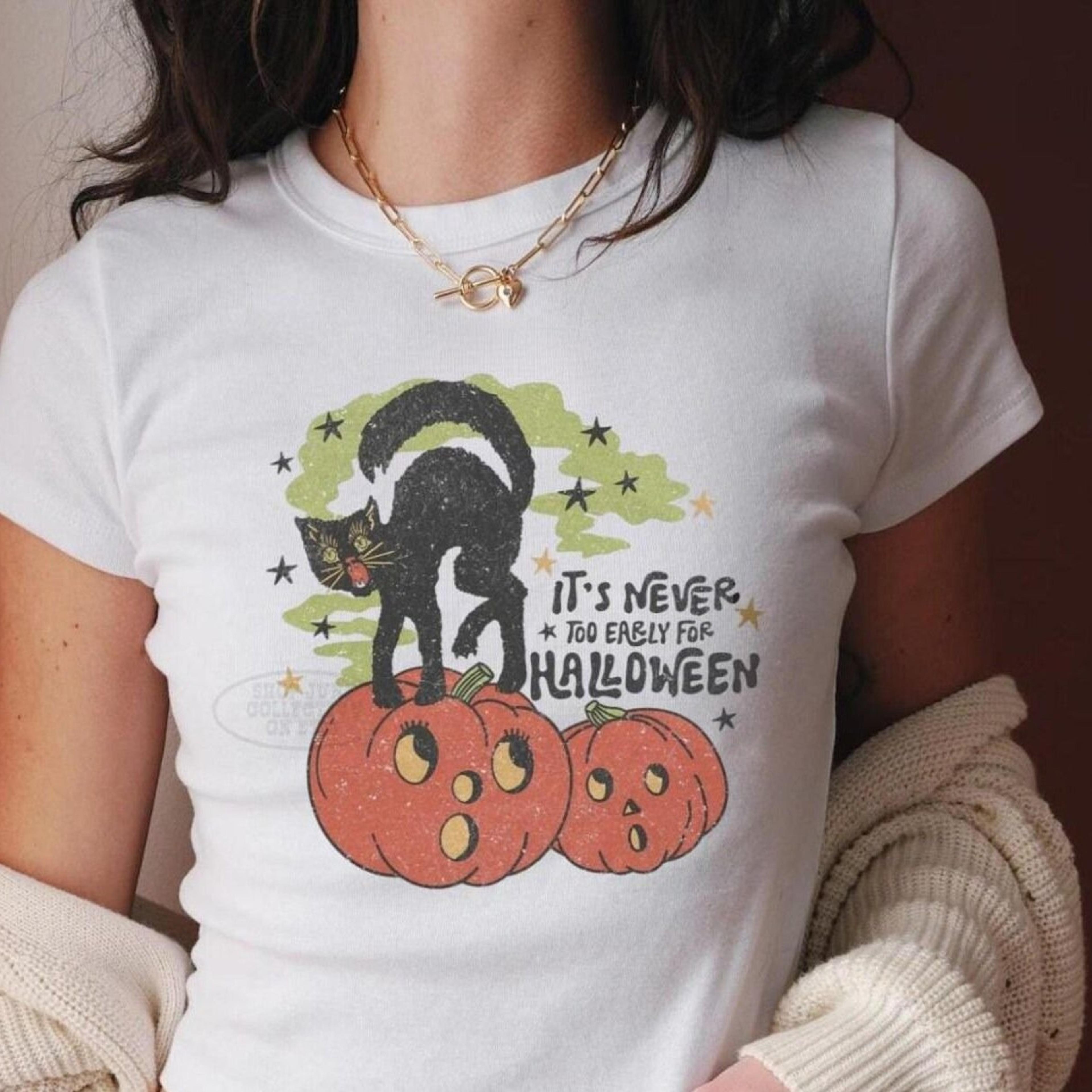 vintage halloween 90s baby tee summerween top everyday is halloween in summer ween hot ghoul summer grunge spooky cat re