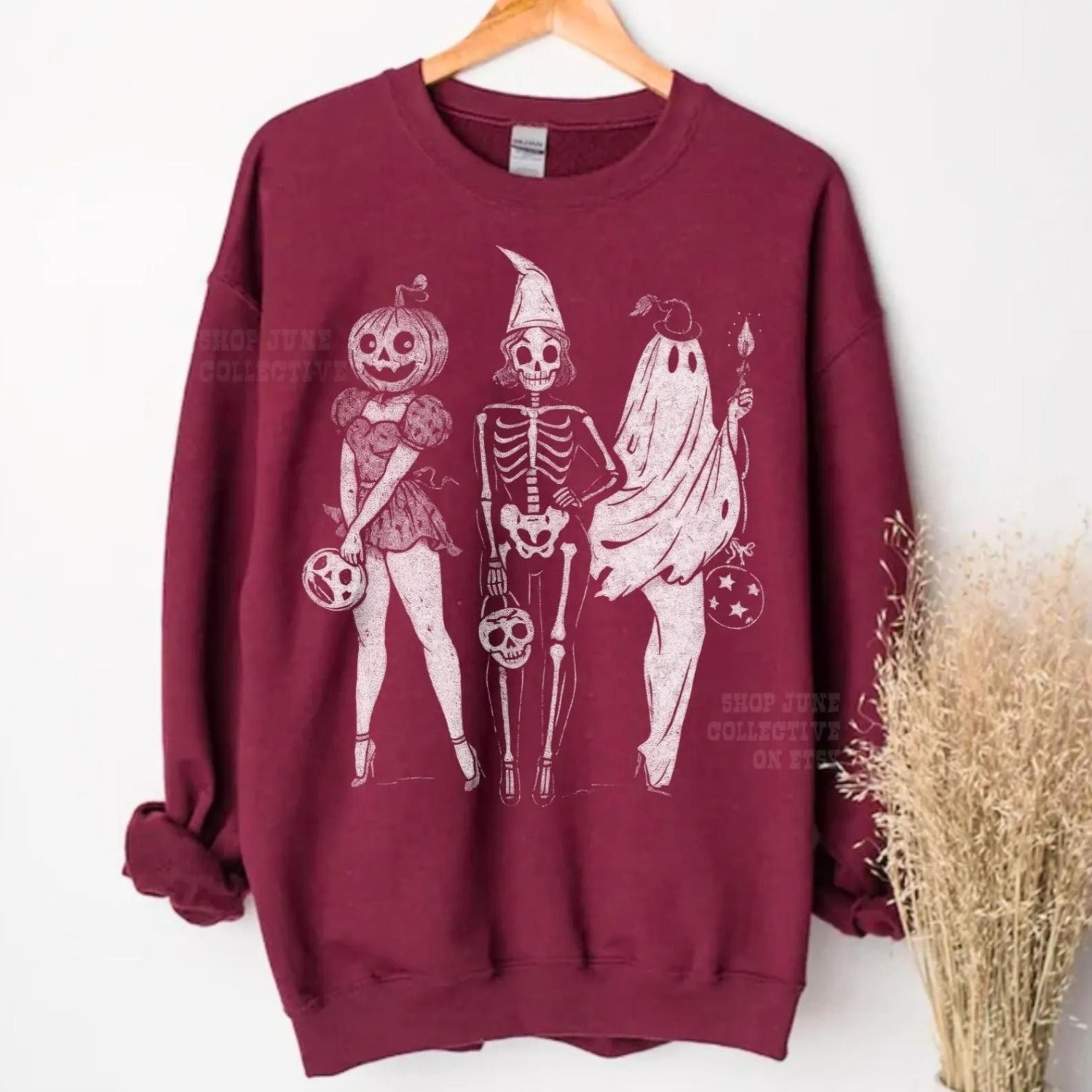 lets go ghouls sweatshirt vintage halloween crewneck trendy 90s spooky girl squad shirt hot ghoul summer witch bachelore