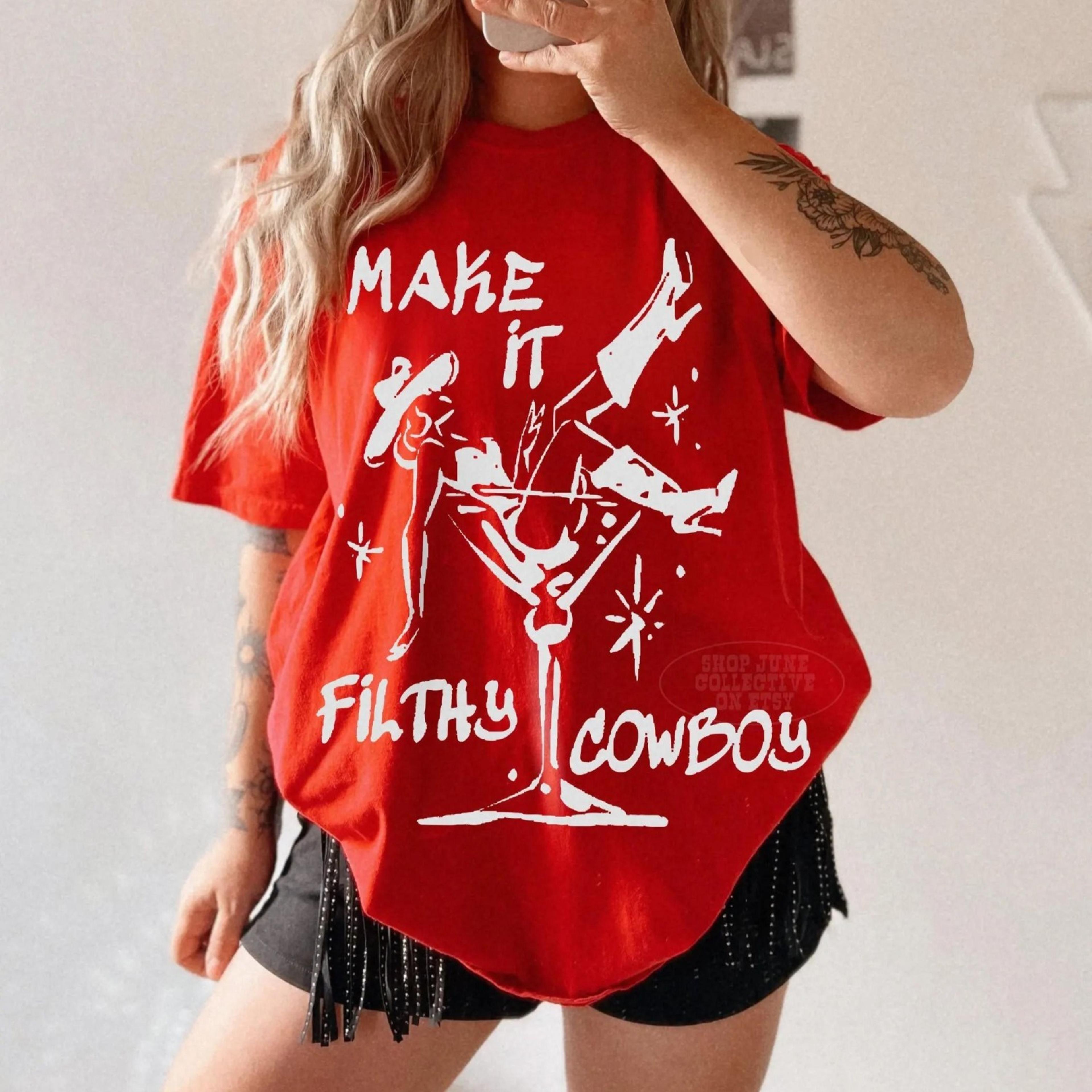 trendy cowgirl country music shirt 90s rodeo t shirt western martini bachelorette make it filthy cowboy tee