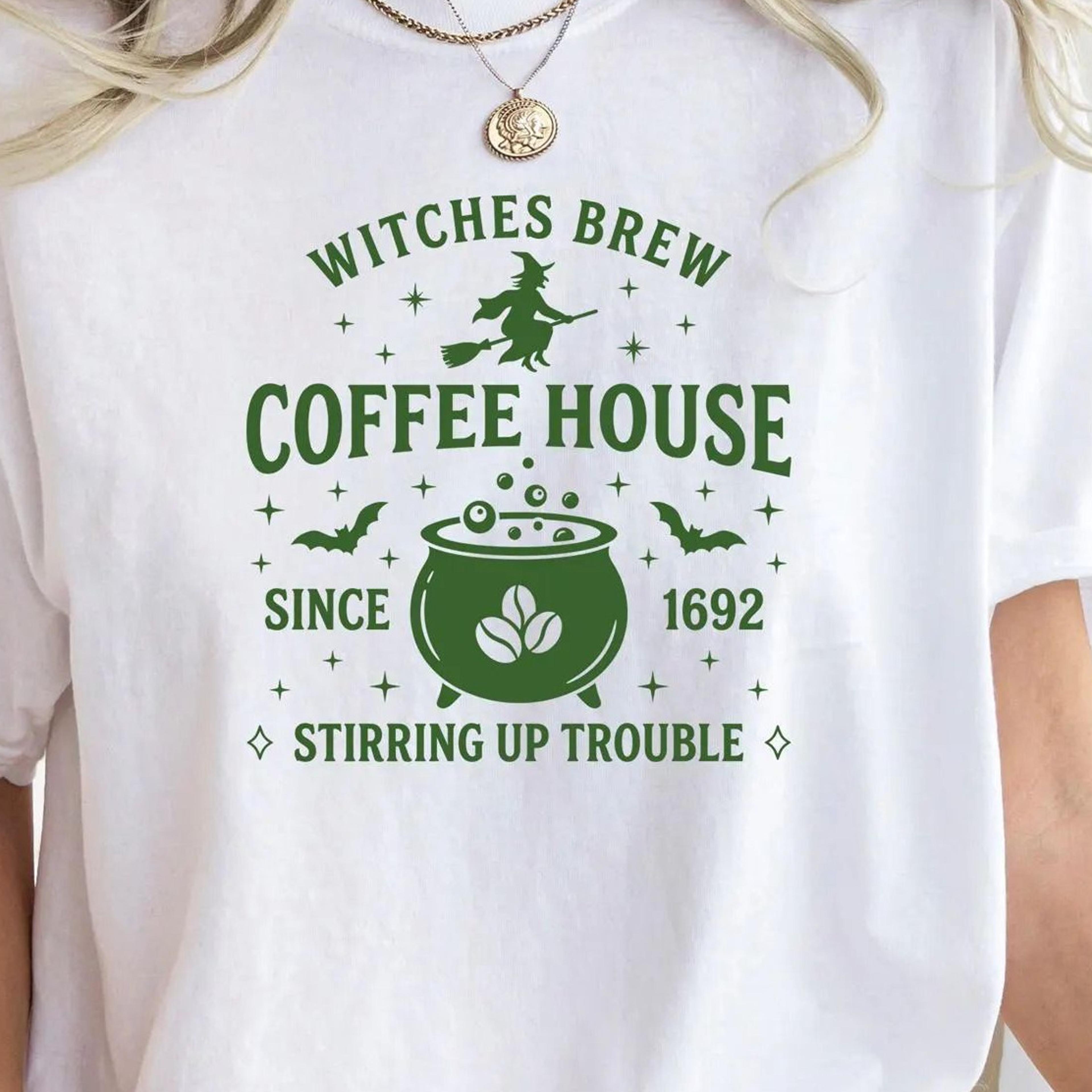 witches brew garden shirt, coffee halloween tee, funny witchy gift
