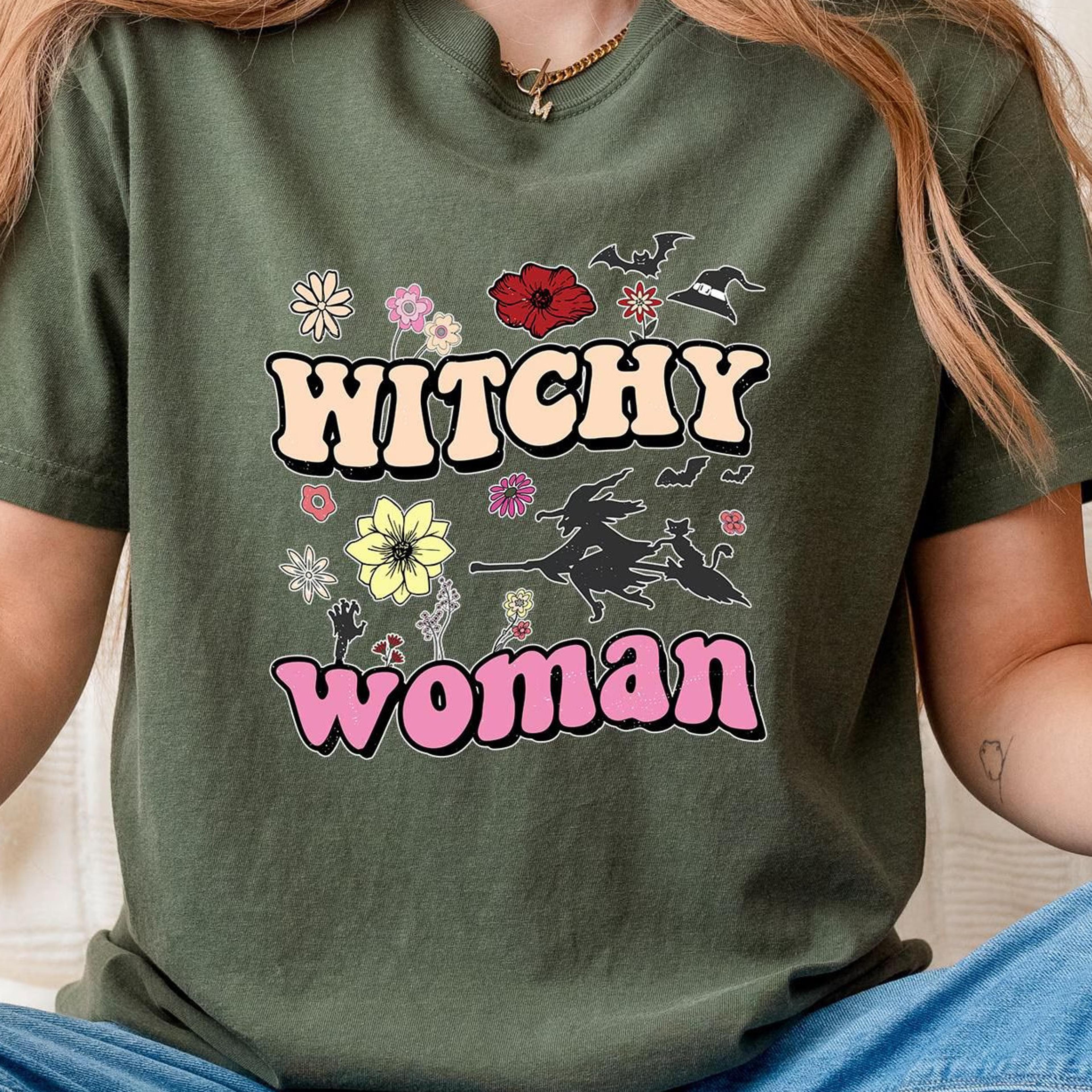 boho witch shirt, retro floral halloween tee, witchy gift