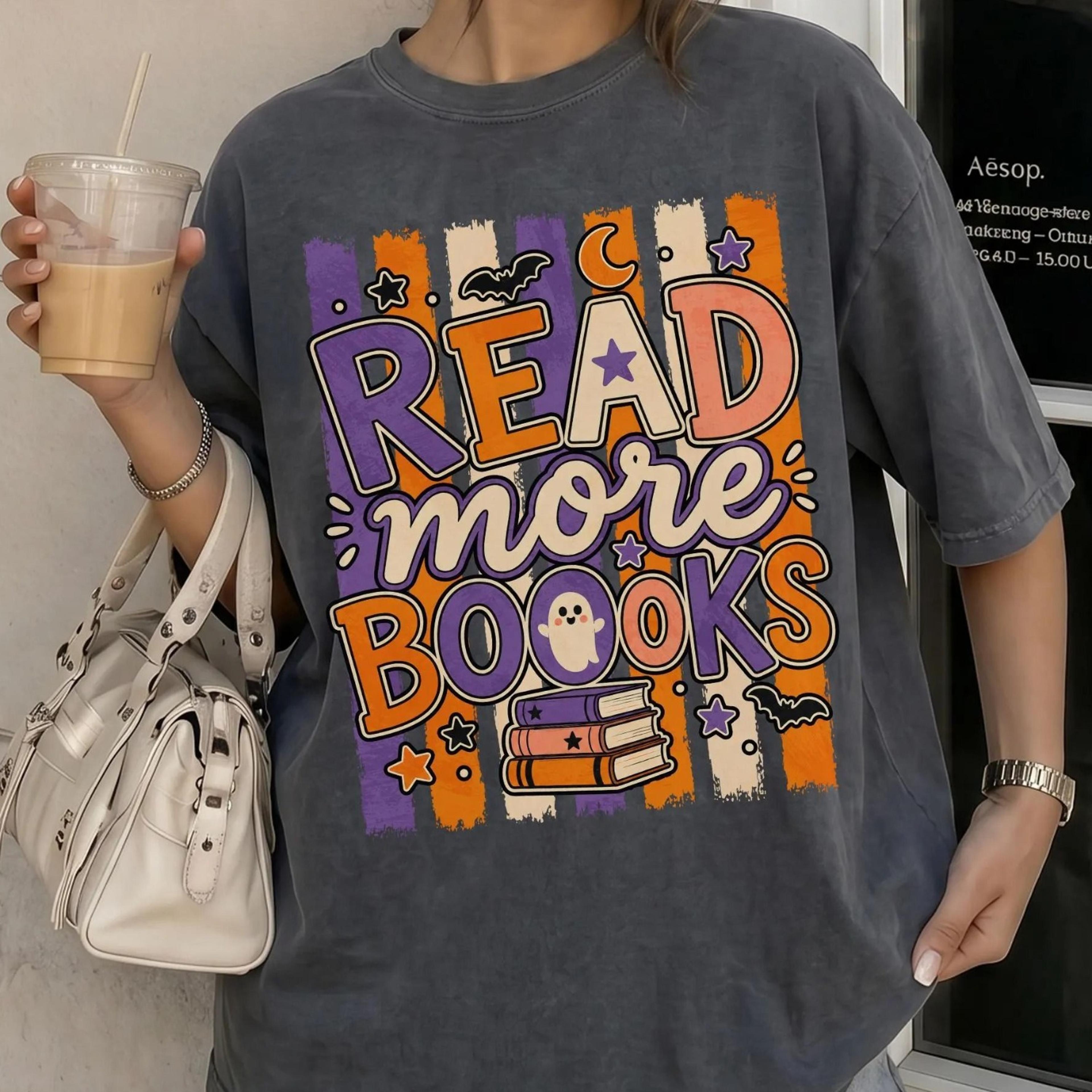teacher halloween shirt read more books shirt halloween book shirt spooky teacher ghost shirt trick or teach shirt trend