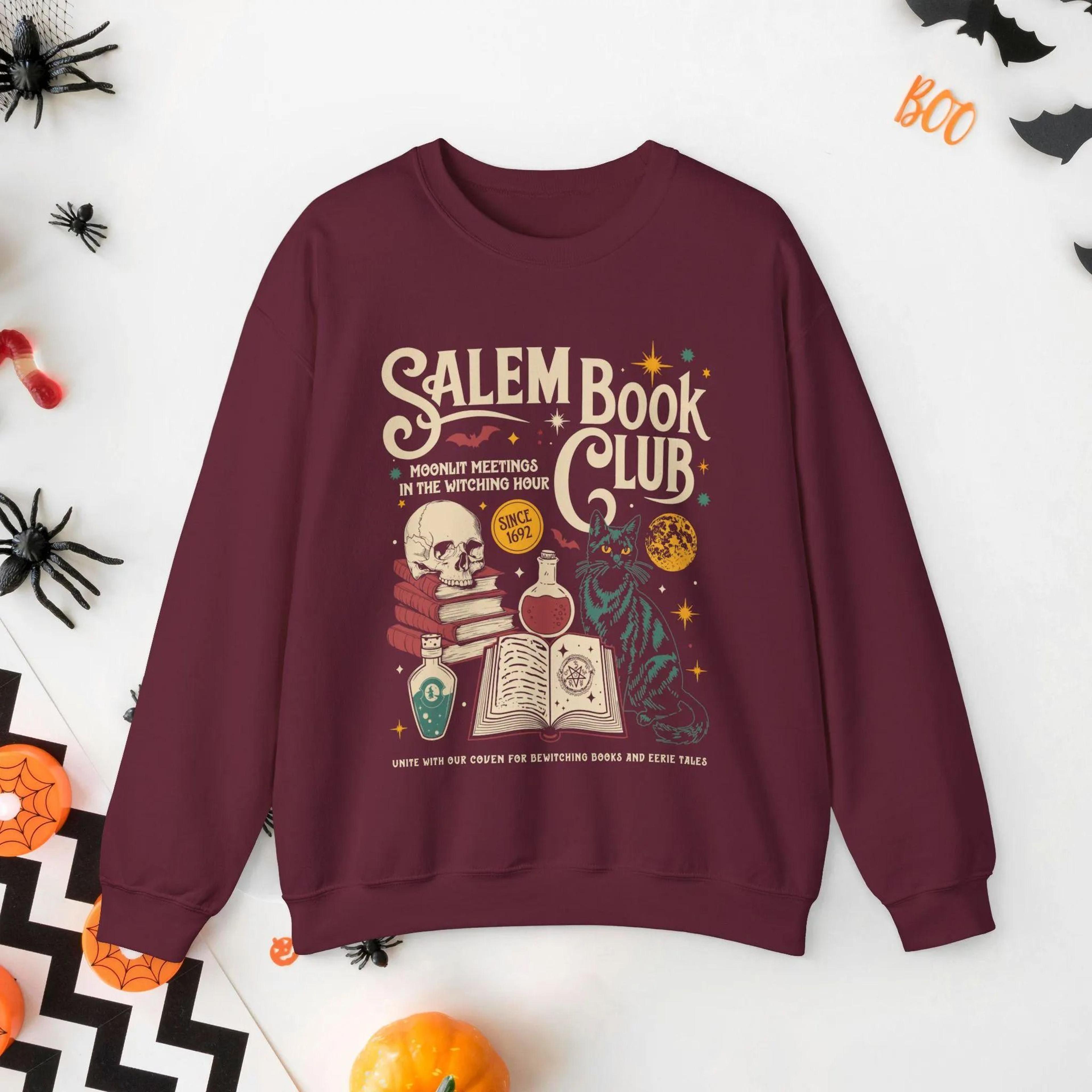 salem book club sweatshirt salem sweatshirt salem massachusetts sweatshirt plus size halloween crew neck bookish sweatsh