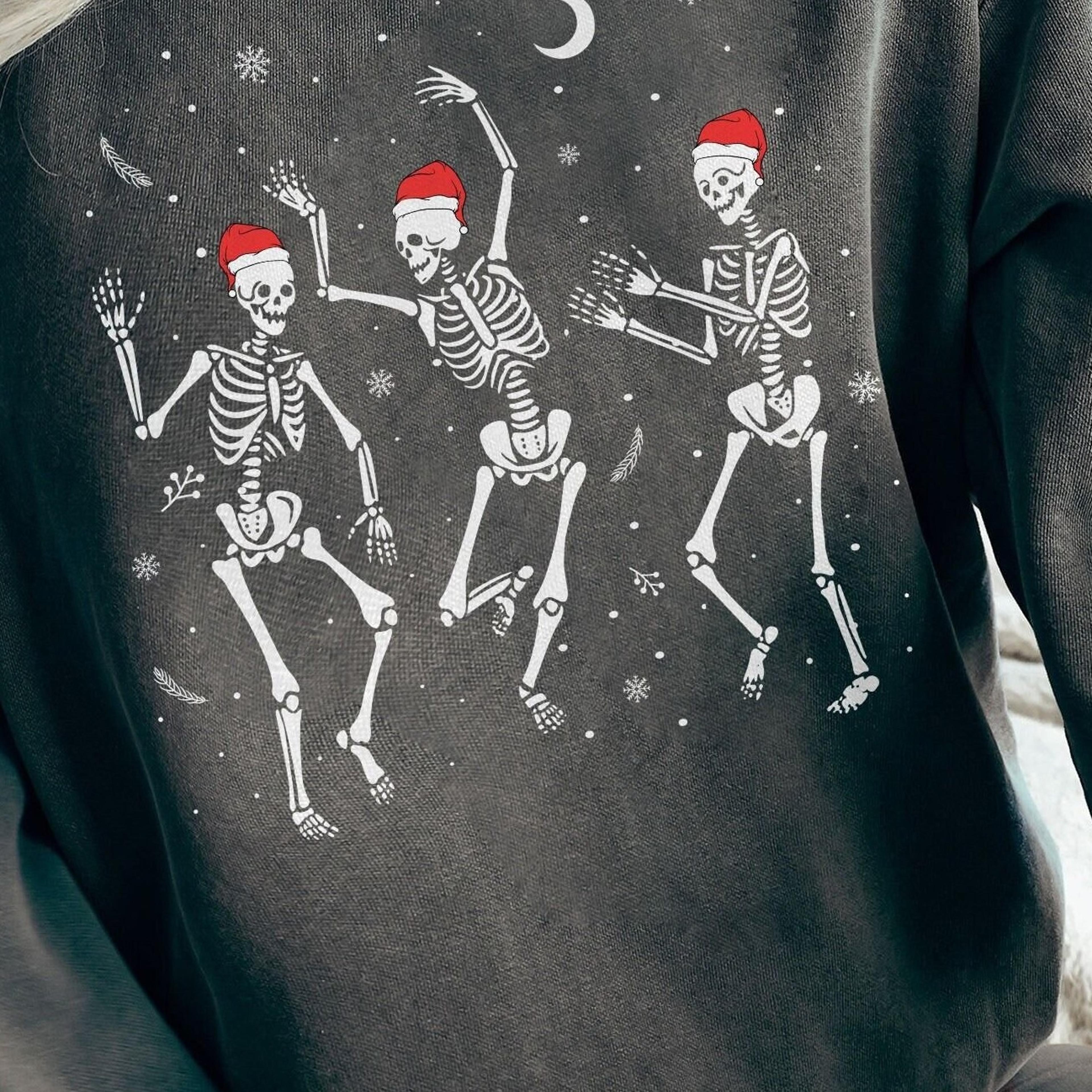 dancing skeleton sweatshirt skeleton christmas sweatshirt spooky christmas sweater creepy christmas crewneck goth christ