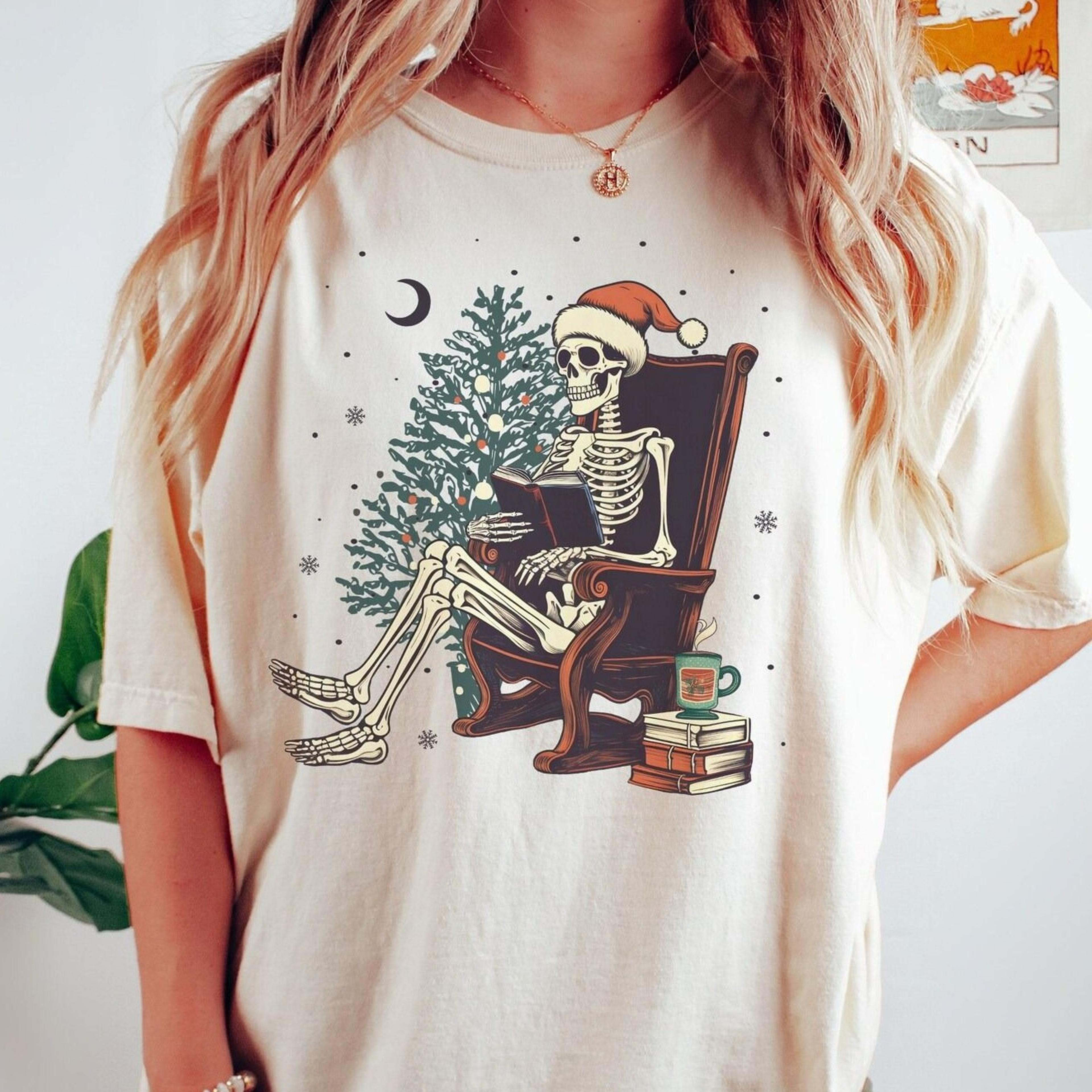 skeleton christmas shirt spooky christmas tshirt bookish shirt library shirt bookish things literary shirt creepy christ