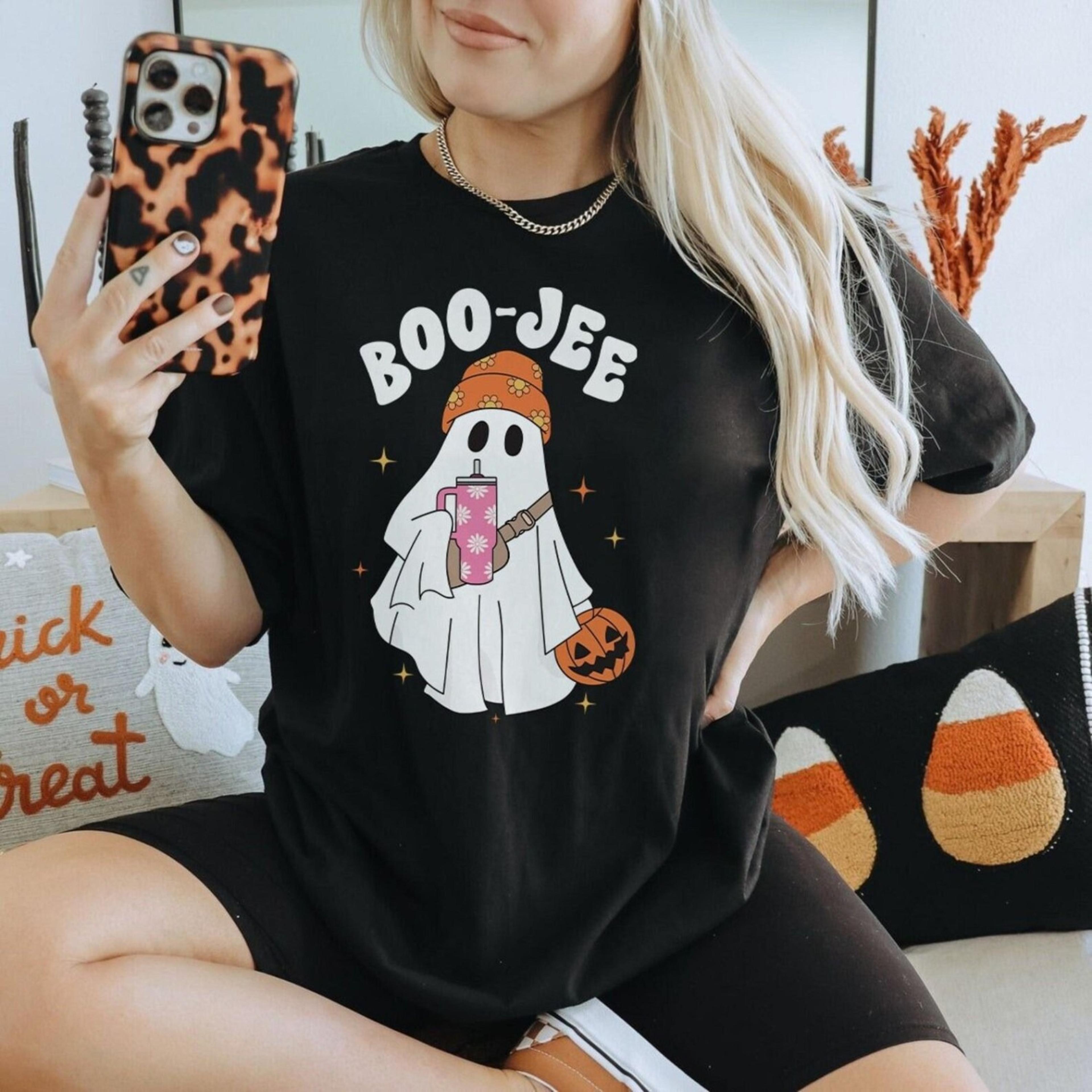 boo jee shirt retro halloween shirt retro ghost shirt funny hippie halloween shirt fall clothes women spooky babe shirt