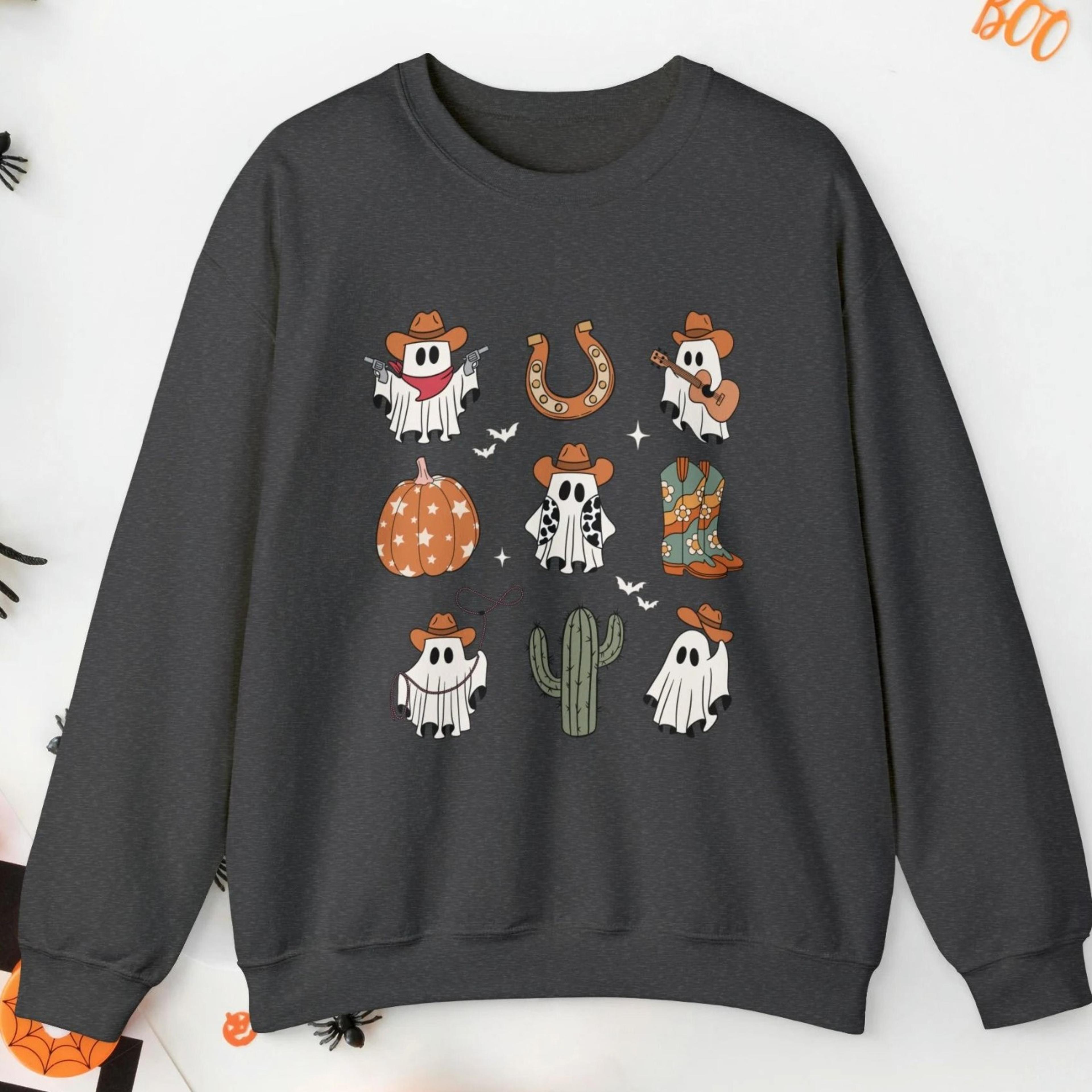 western halloween sweatshirt western sweatshirt midwest sweatshirt retro halloween crew neck sweatshirt cowgirl