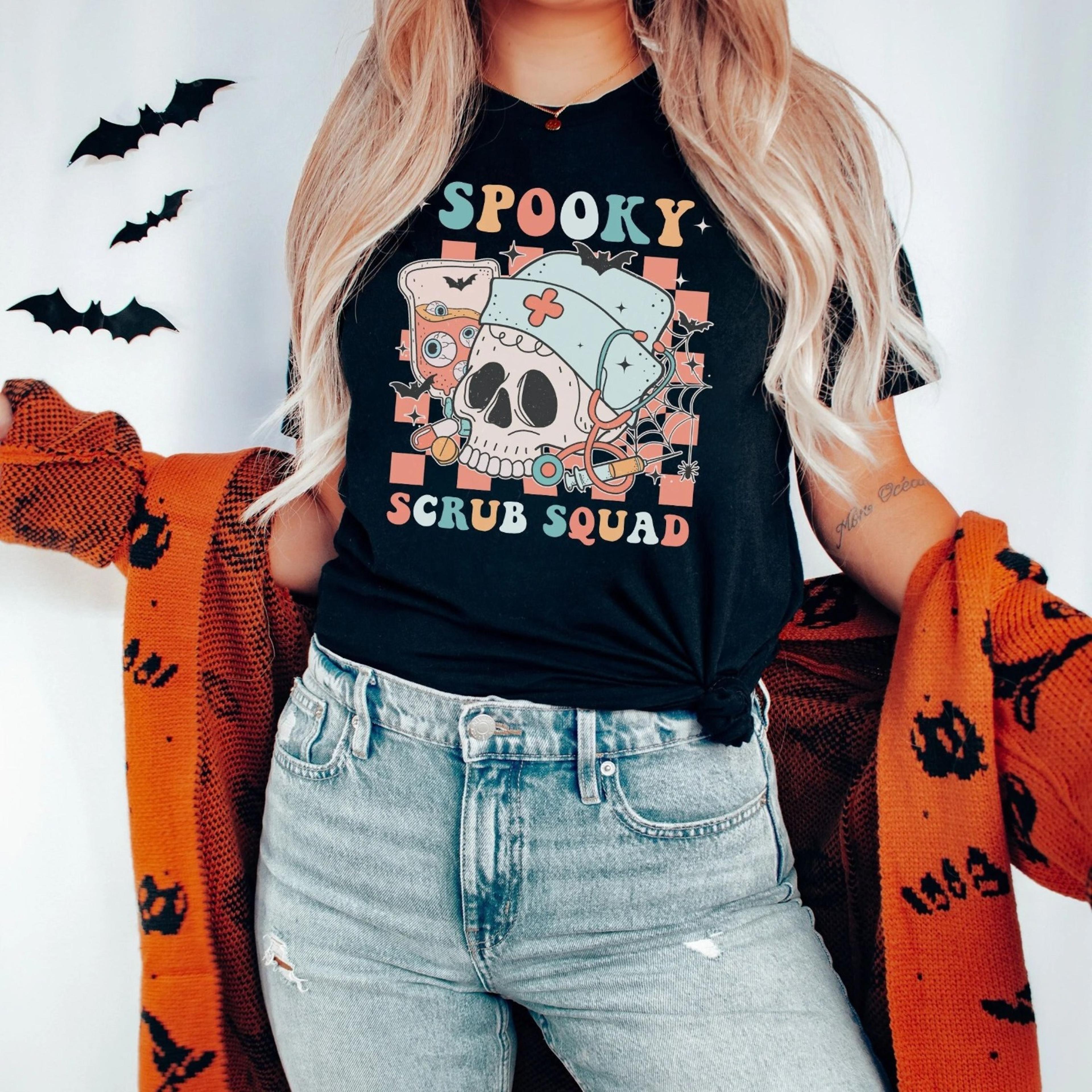 retro halloween nurse shirt fall nurse shirt nurse apparel boo crew shirt spooky nurse shirt nicu nurse shirt mother bab