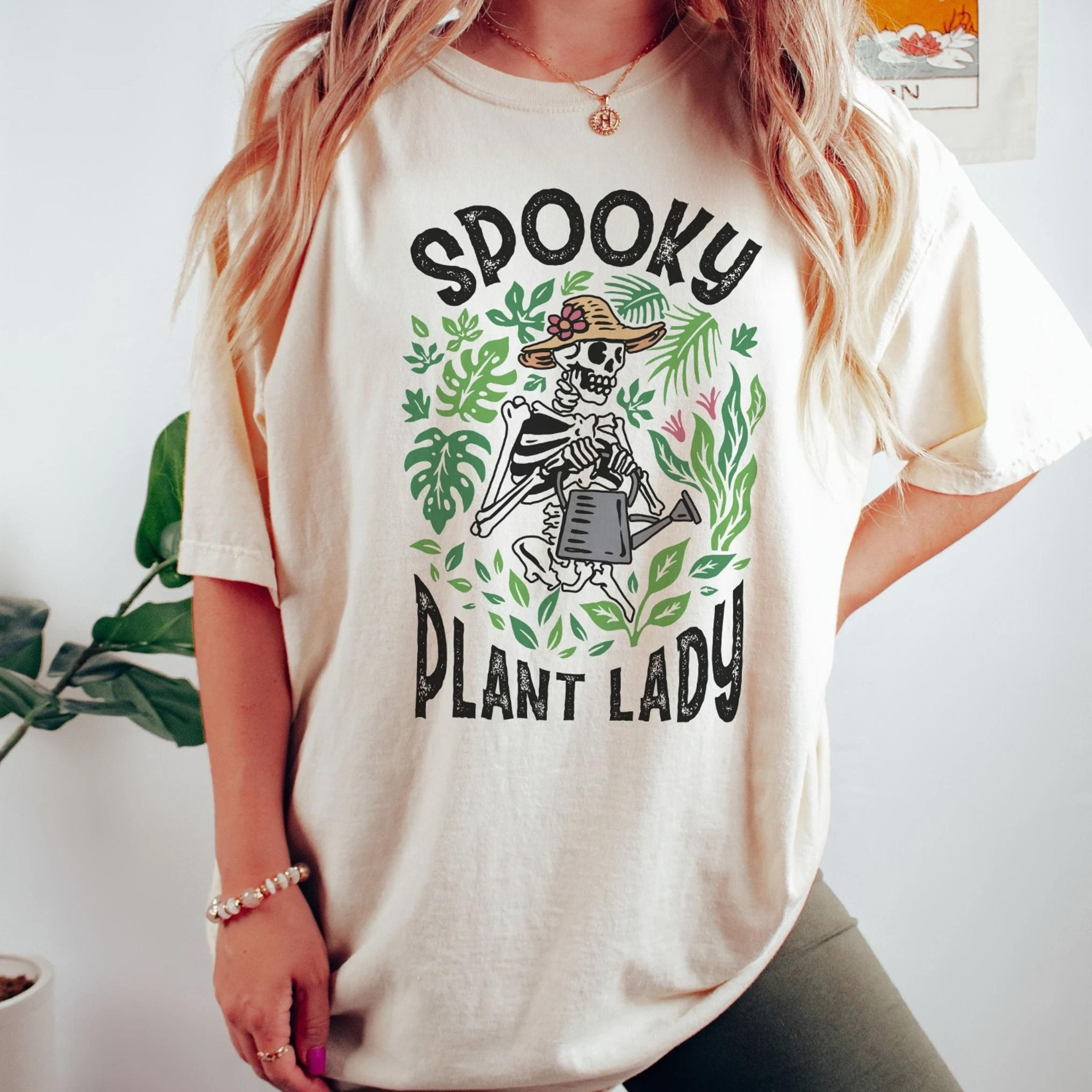 spooky plant lady shirt funny halloween skeleton shirt crazy plant lady plant mom shirt plant lover gift plant mama shir