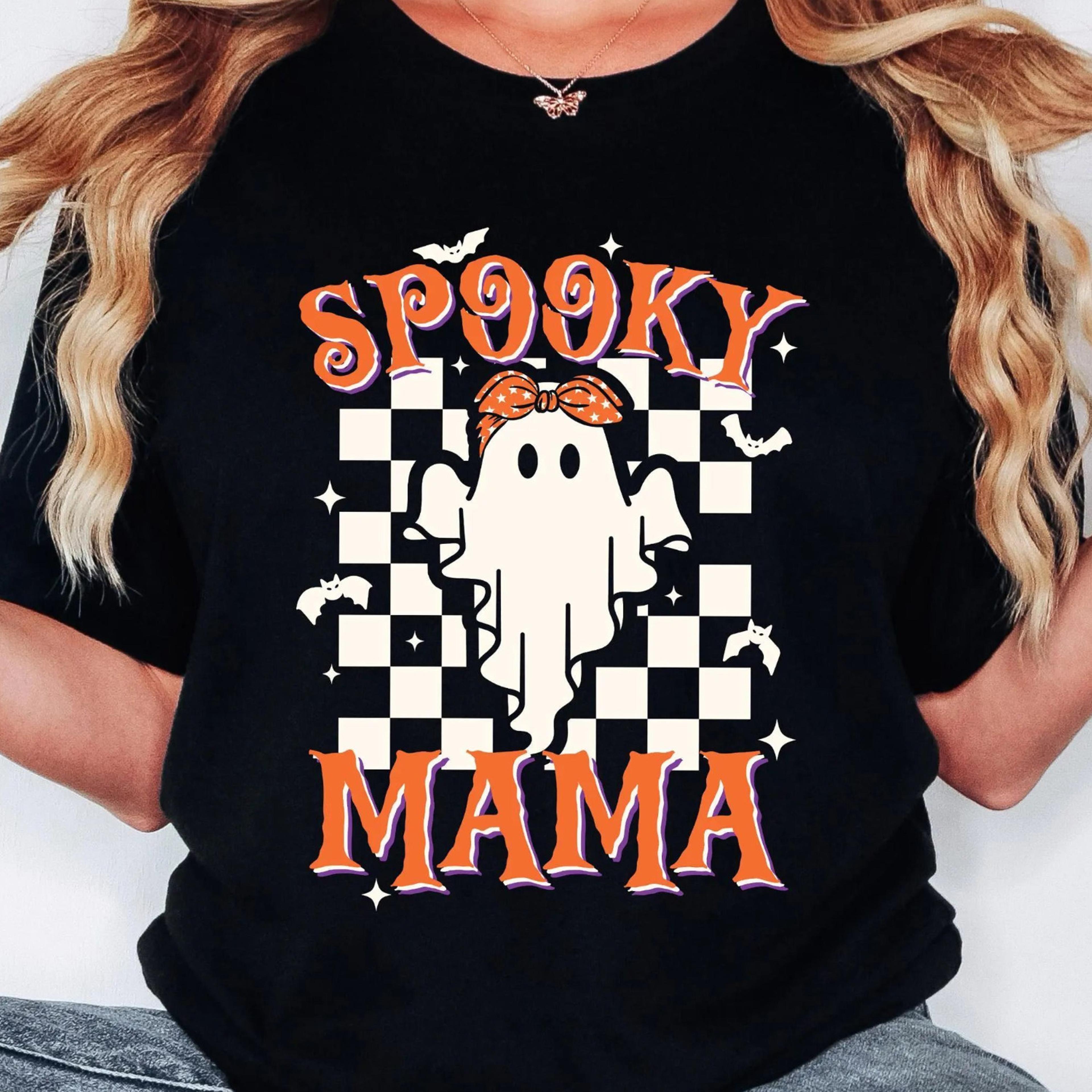 spooky mama shirt retro halloween ghost mom graphic tee
