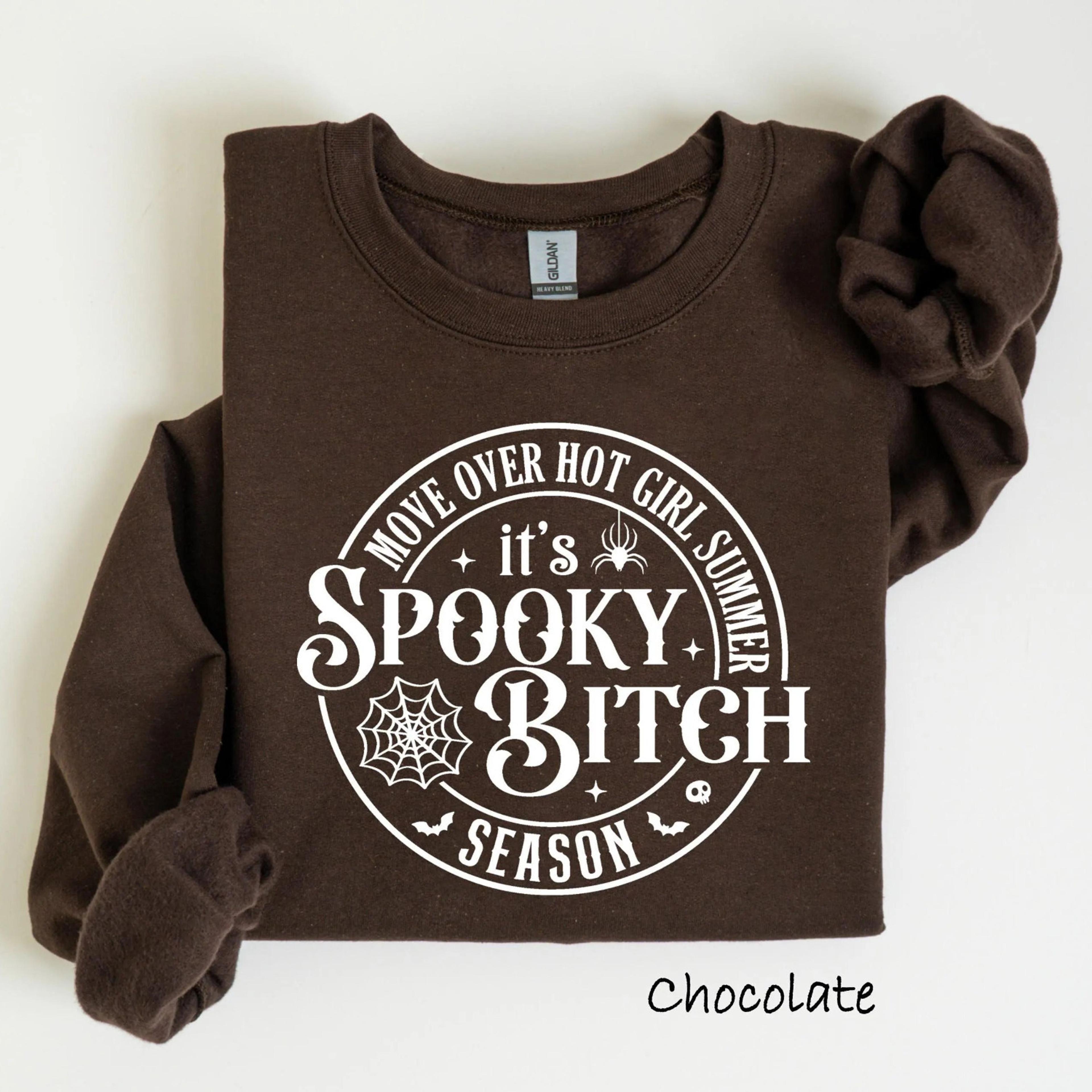 spooky bitch sweatshirt, spooky season shirts, spooky sweater, spooky vibes shirt, halloween shirt,