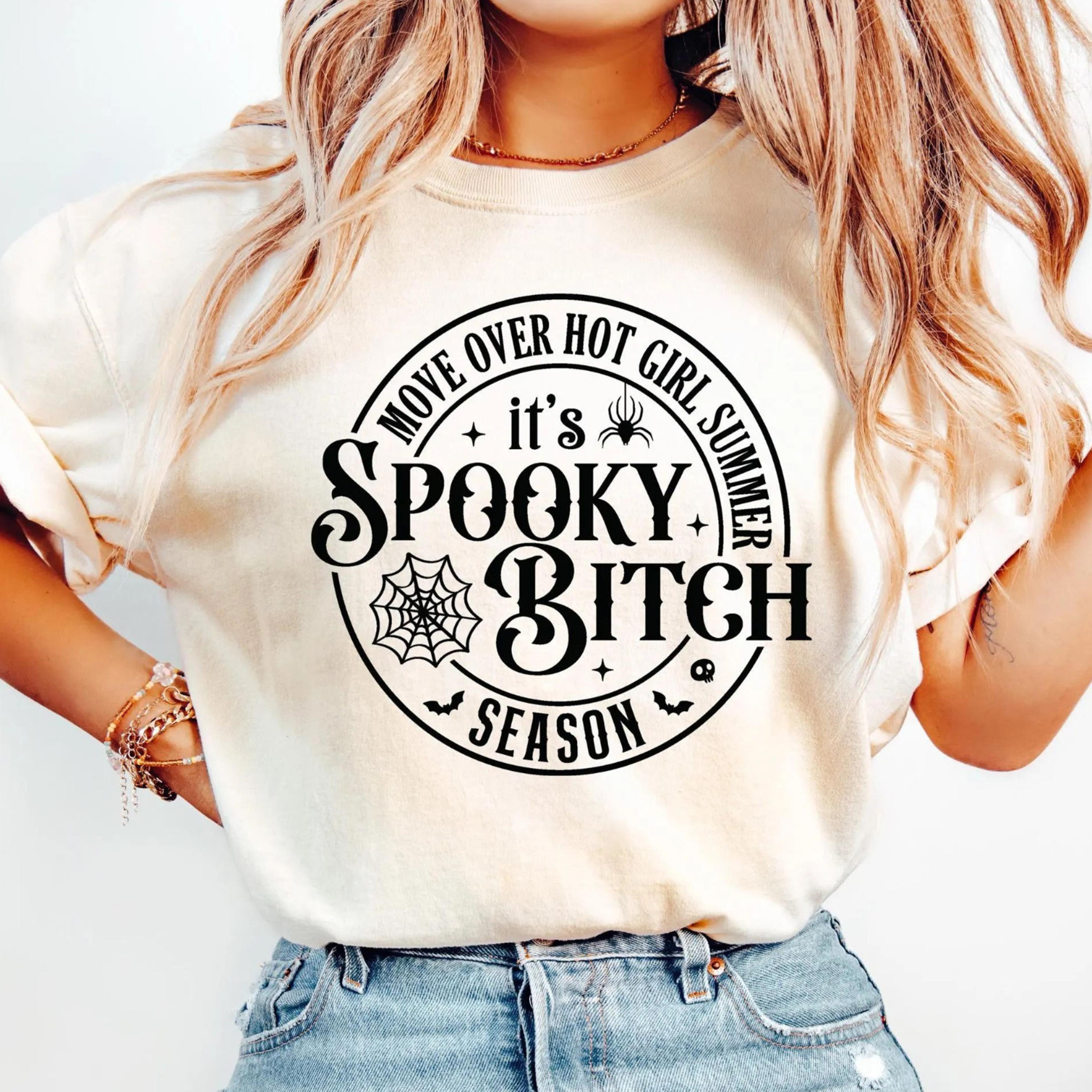 spooky bitch sweatshirt, spooky season shirts, spooky sweater, spooky vibes shirt, halloween shirt,
