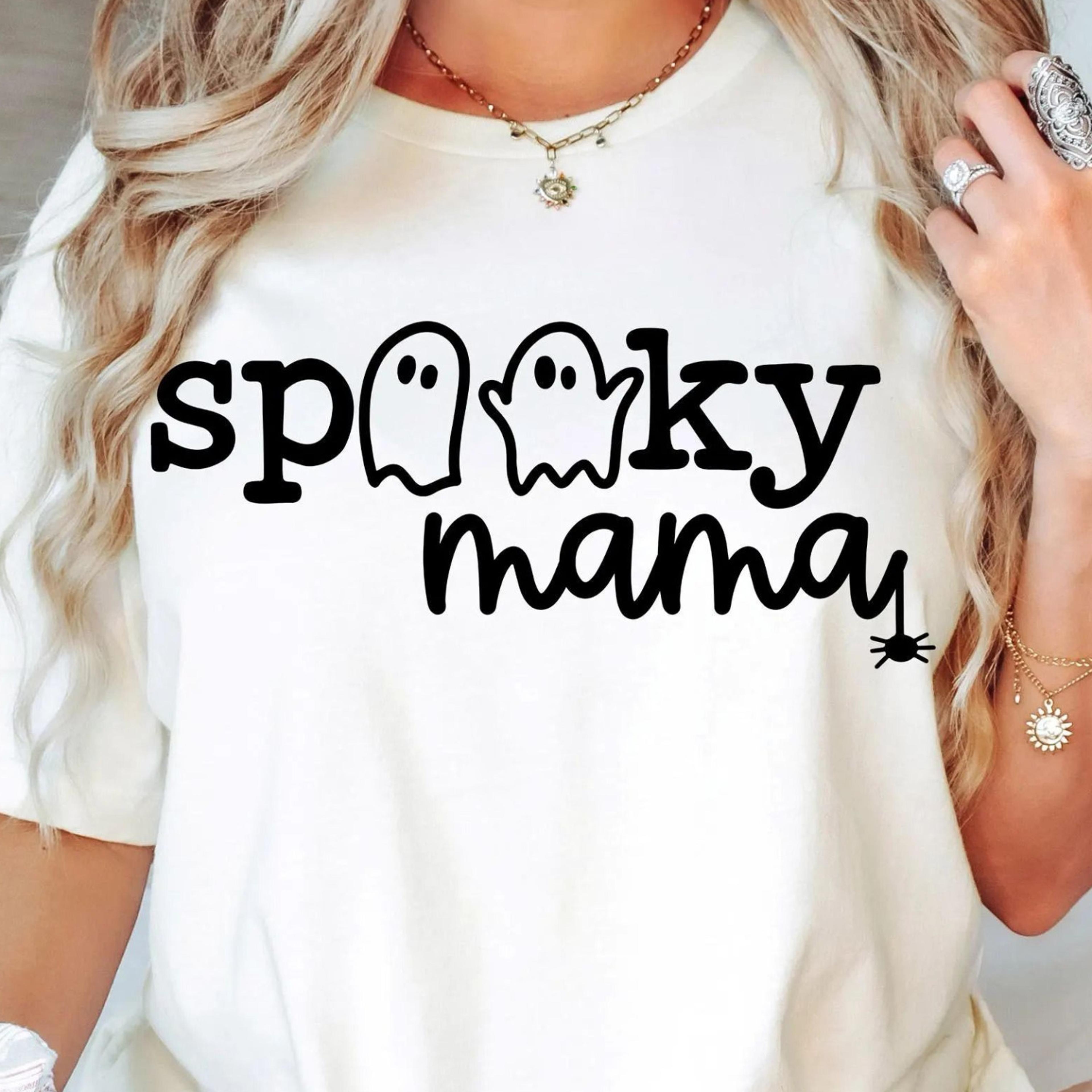 spooky mama shirt, retro halloween shirt for mother, halloween mom shirt gift, halloween mama shirt, spooky season,