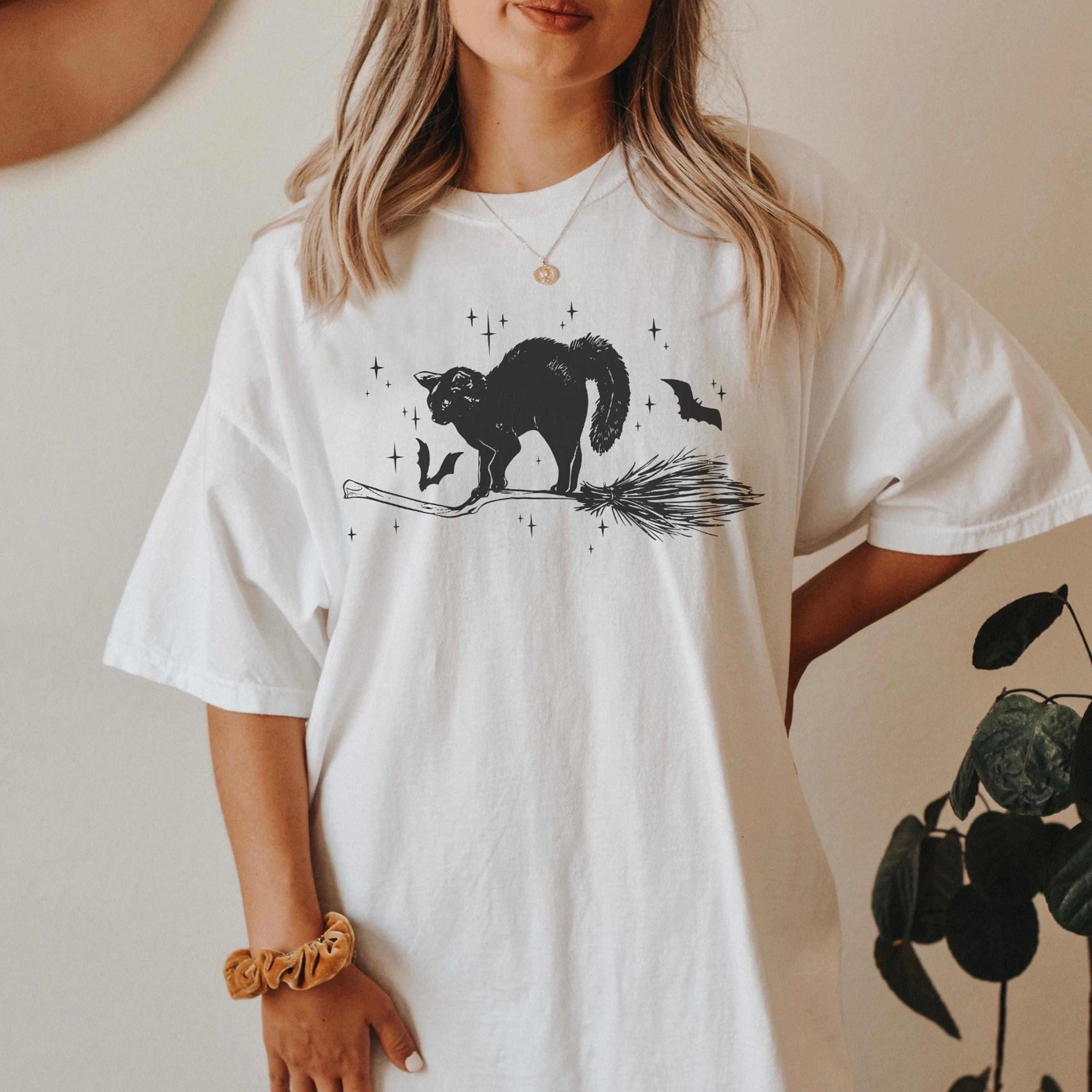 halloween shirt black cat shirt spooky cat mom shirt spooky season shirt plus size halloween tshirt