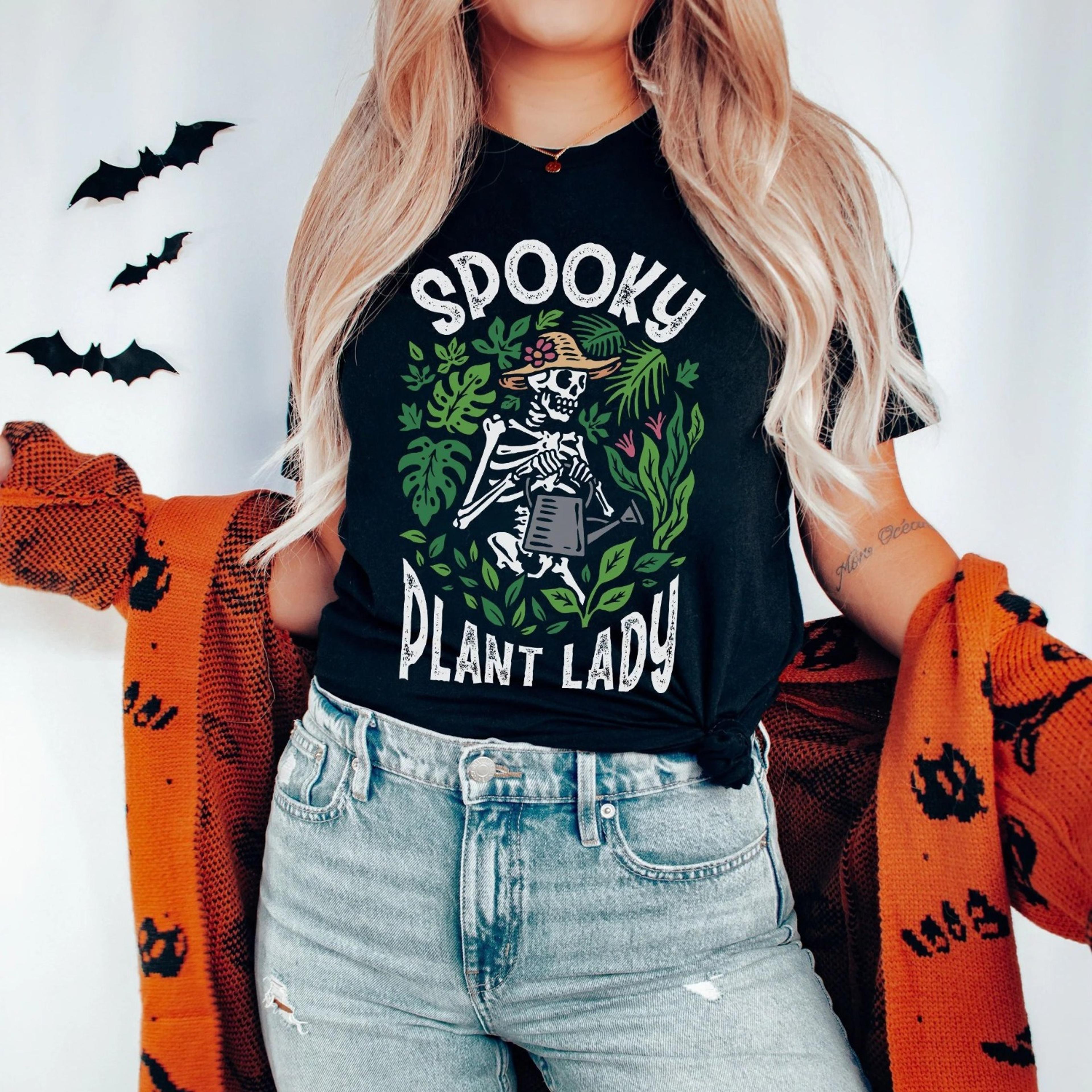 spooky plant lady shirt halloween skeleton shirt crazy plant lady plant mom shirt plant lover gift plant mama shirt grap
