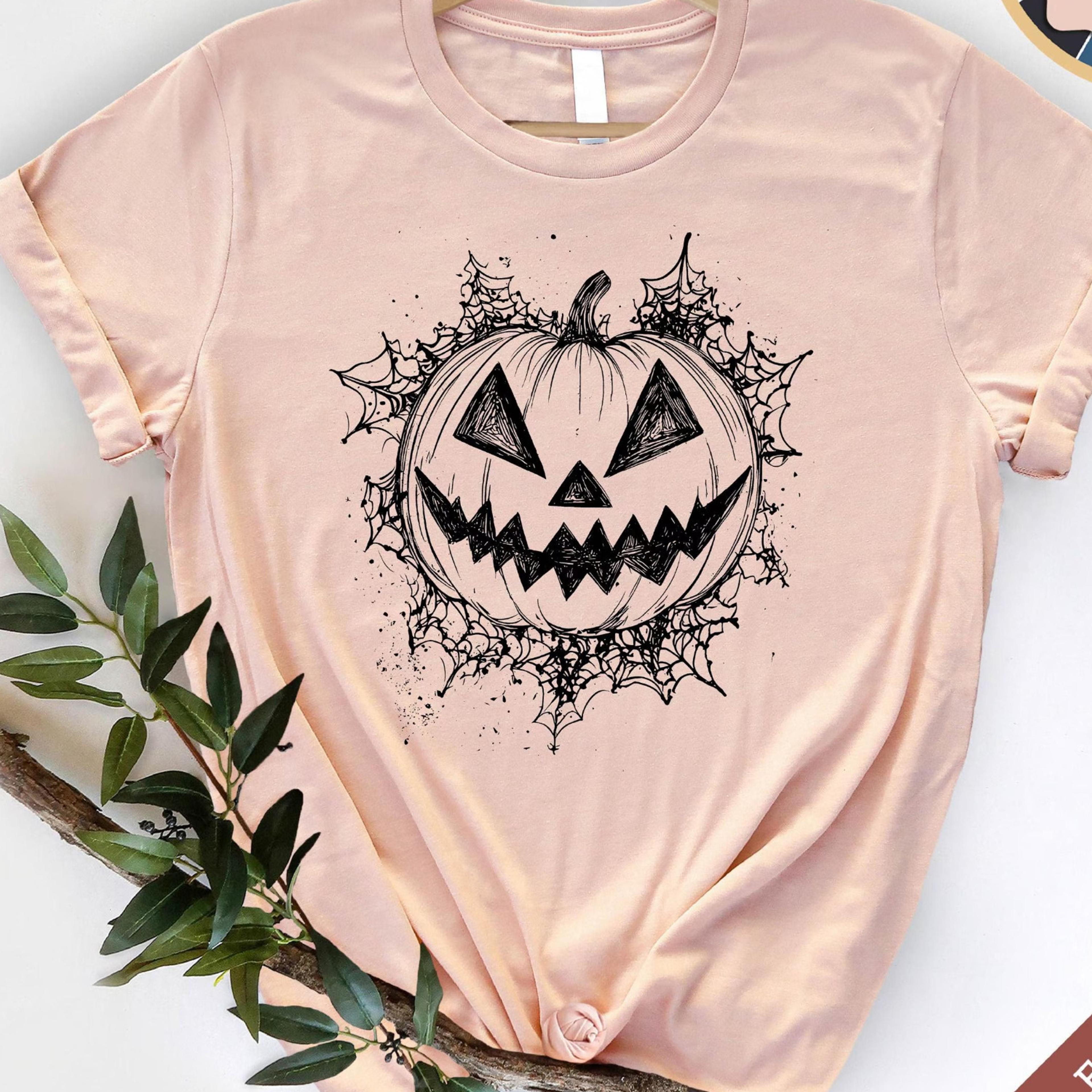 scary pumpkin halloween shirt horror jack o lantern gothic graphic tee