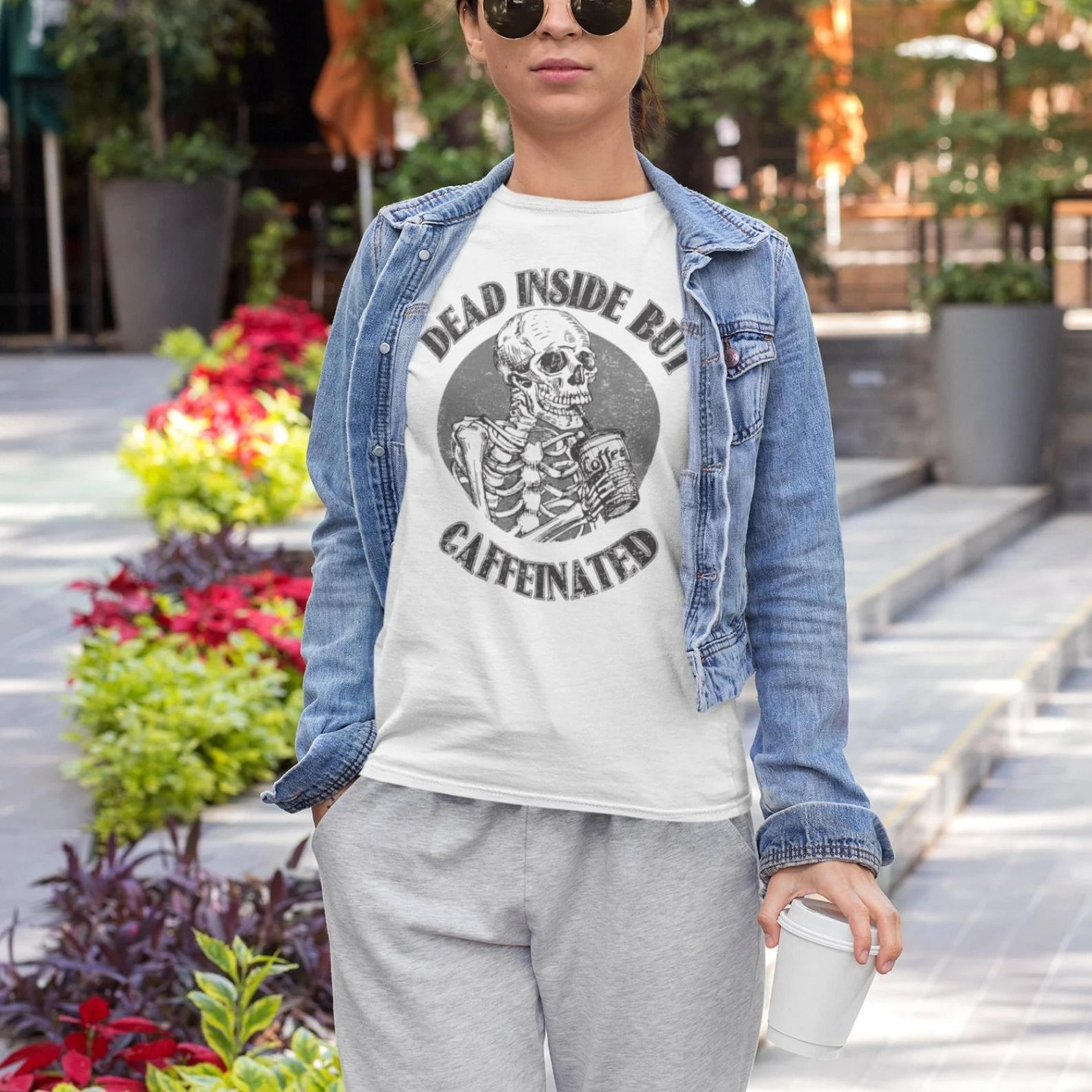 dead inside but caffeinated skeleton tee halloween skeleton shirt skeleton sweatshirt oversized tshirt skeleton mom skel