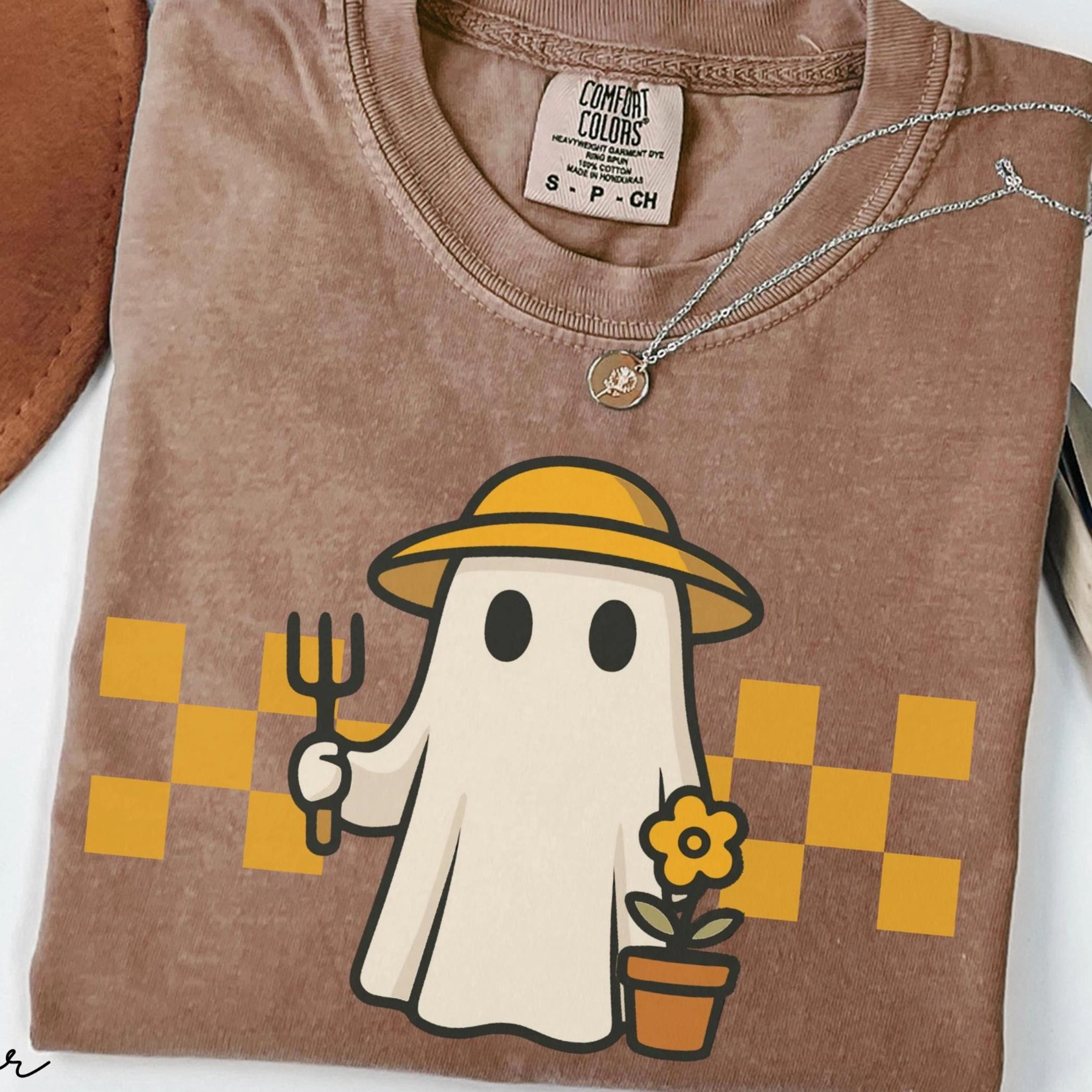 garden ghost shirt, halloween ghost tee, retro ghost, gardener gift, mom gift, funny garden lover, halloween garden, fal