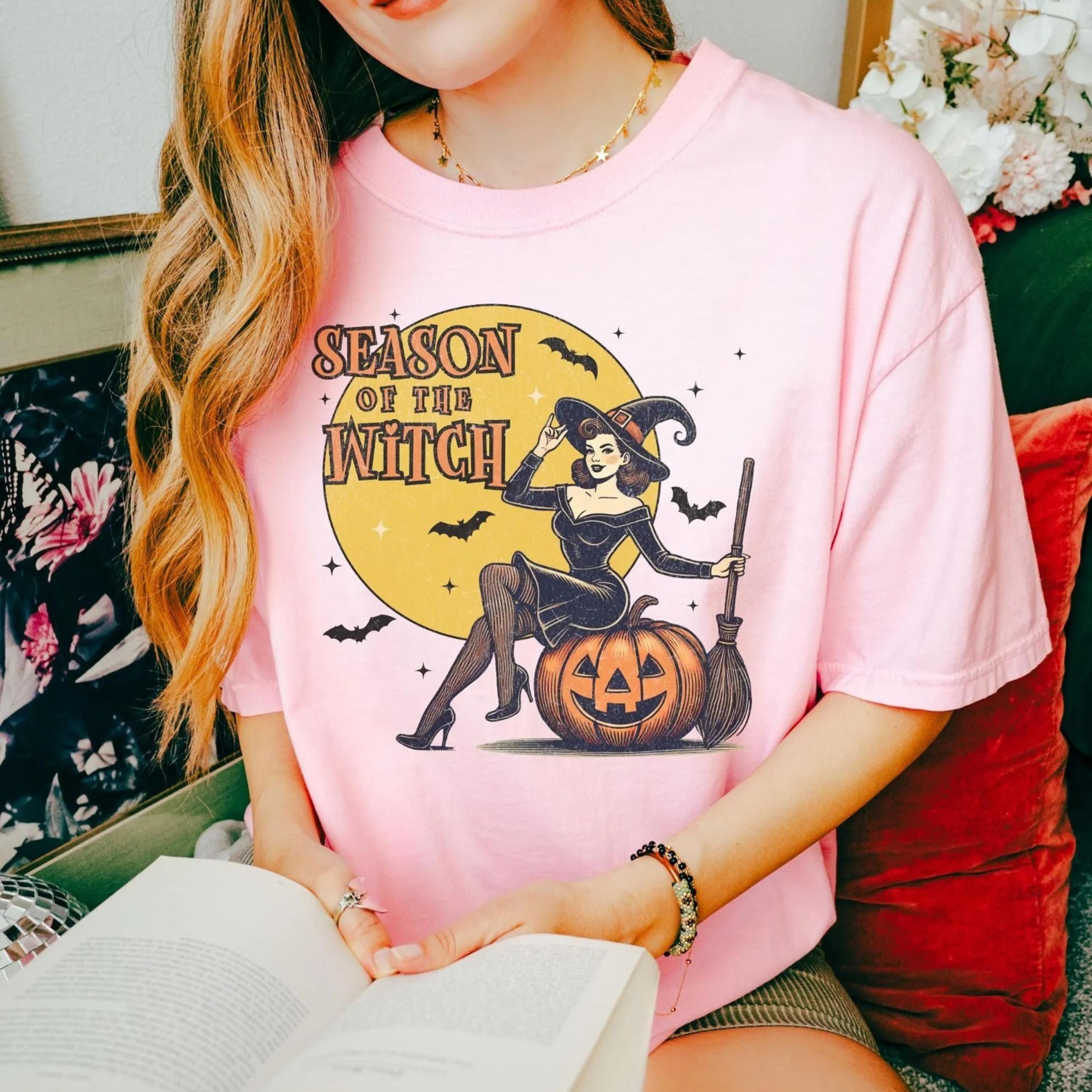 season of the witch shirt funny vintage halloween tshirt cute retro horror social club tee fall party trendy spooky clot