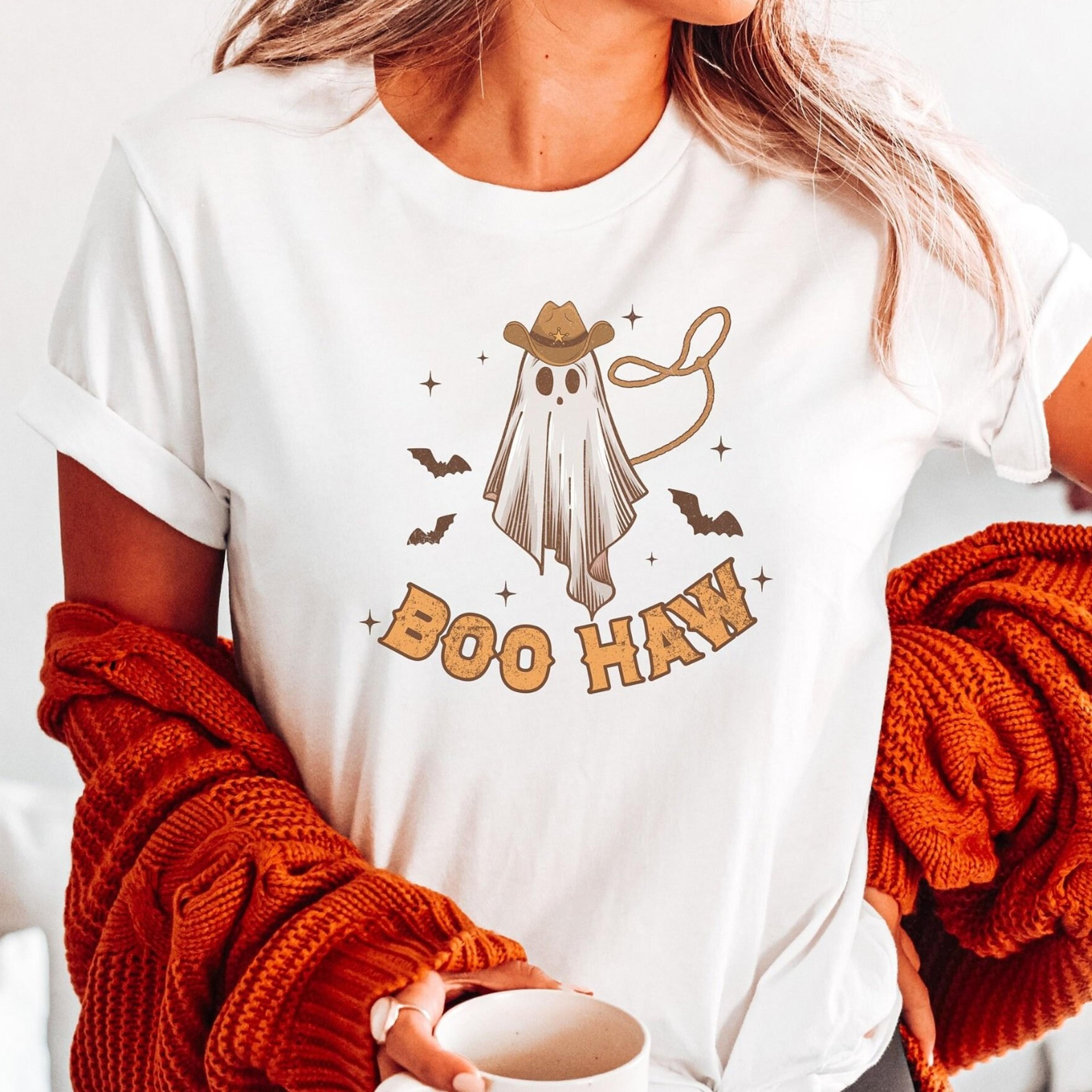 ghost halloween shirt boo haw,halloween shirt ,cowboy ghost shirt,western halloween shirt, halloween gift, cute spooky