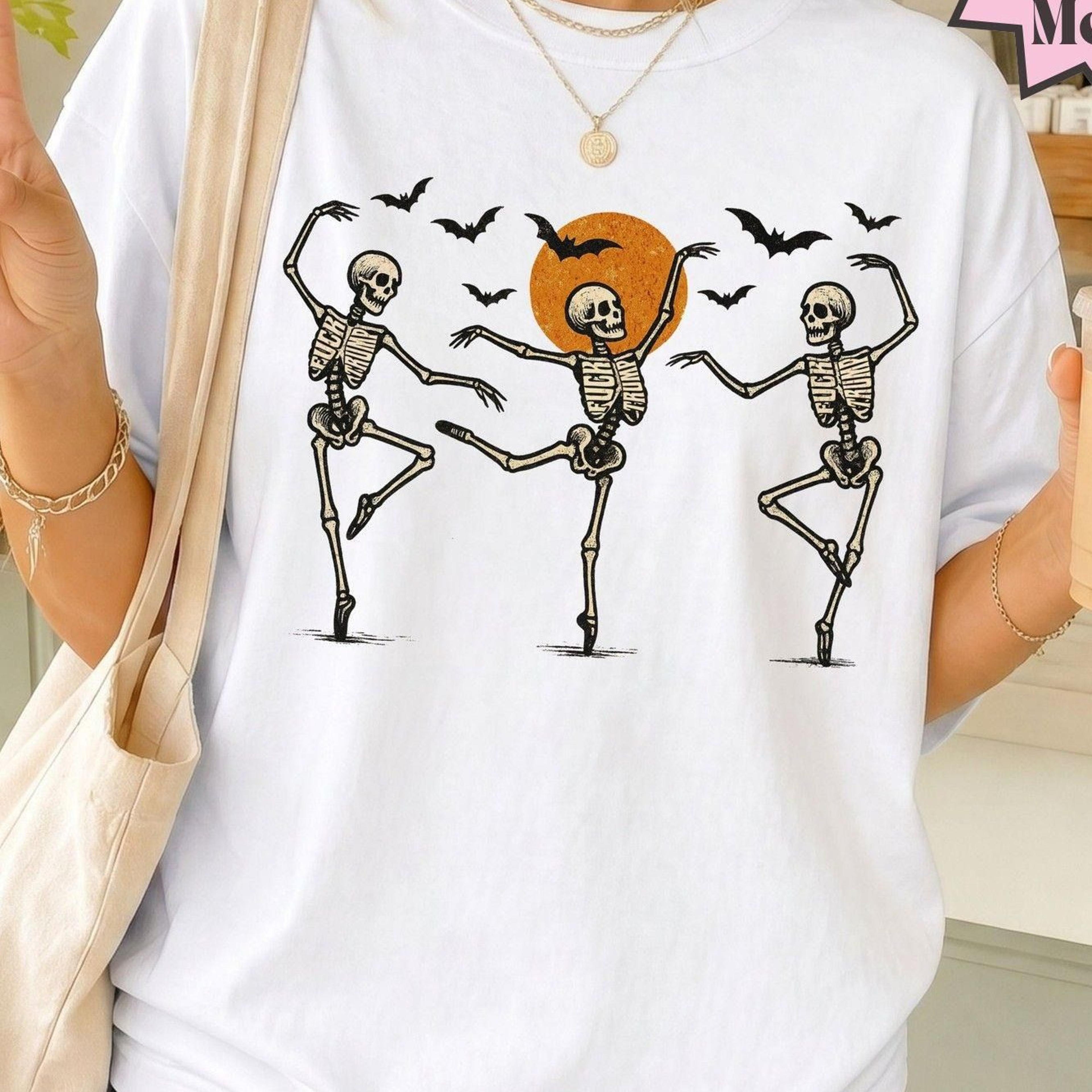 dancing skeleton anti trump halloween shirt secret message liberal fall tee