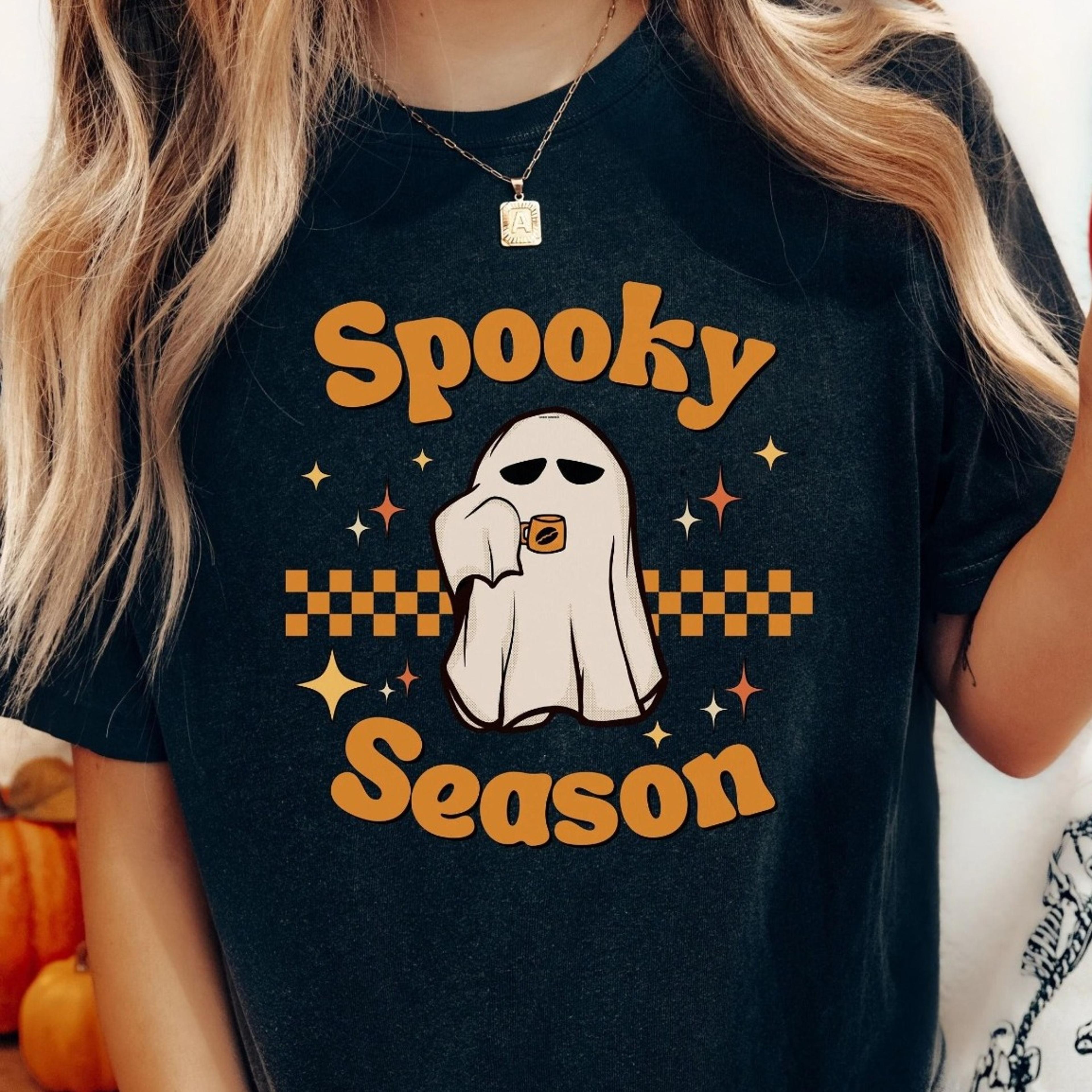 spooky season coffee t-shirt, halloween shirt, witch tshirt, gift for halloween, cute halloween, ghost fall halloween