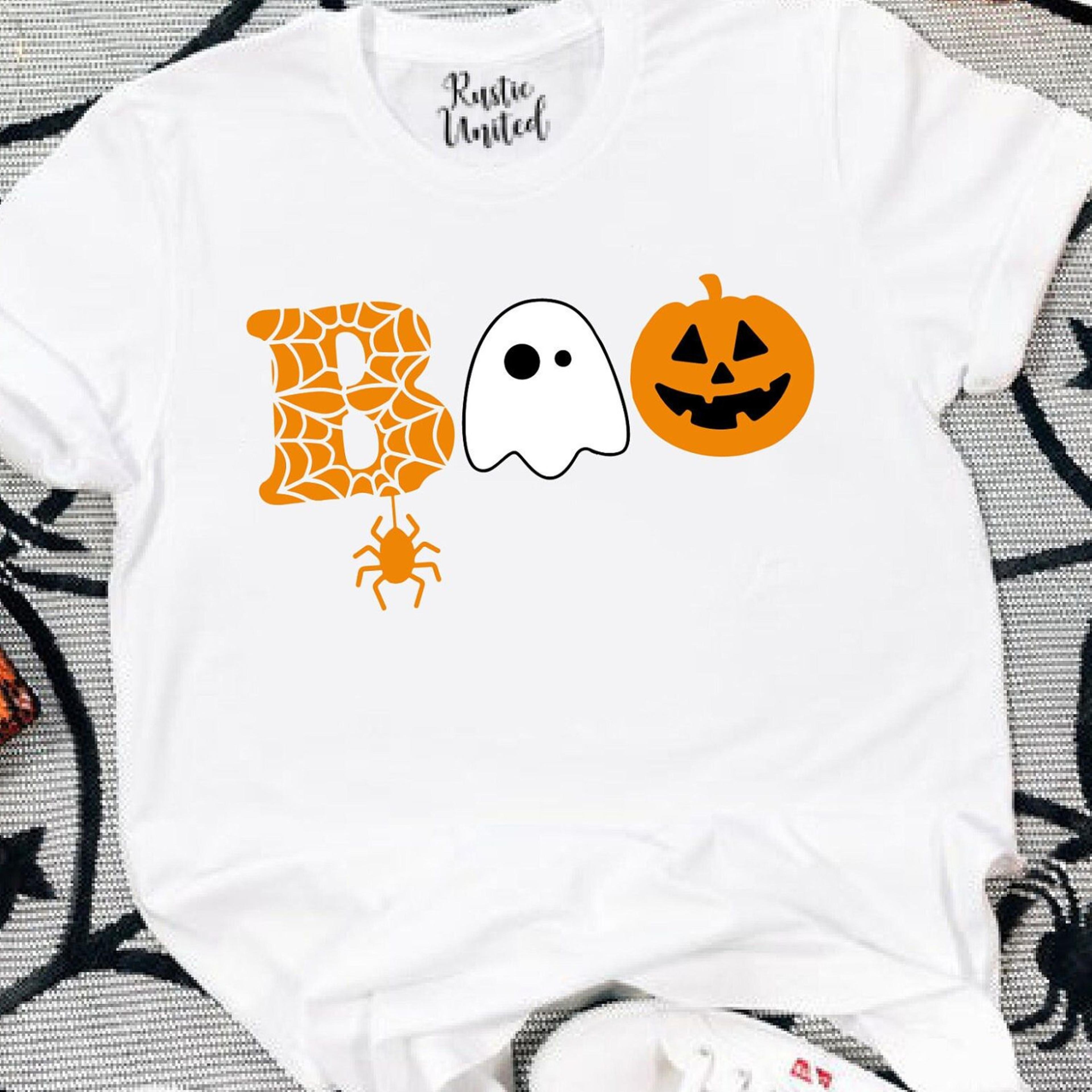 halloween boo shirt cute ghost pumpkin spider kids toddler halloween tee