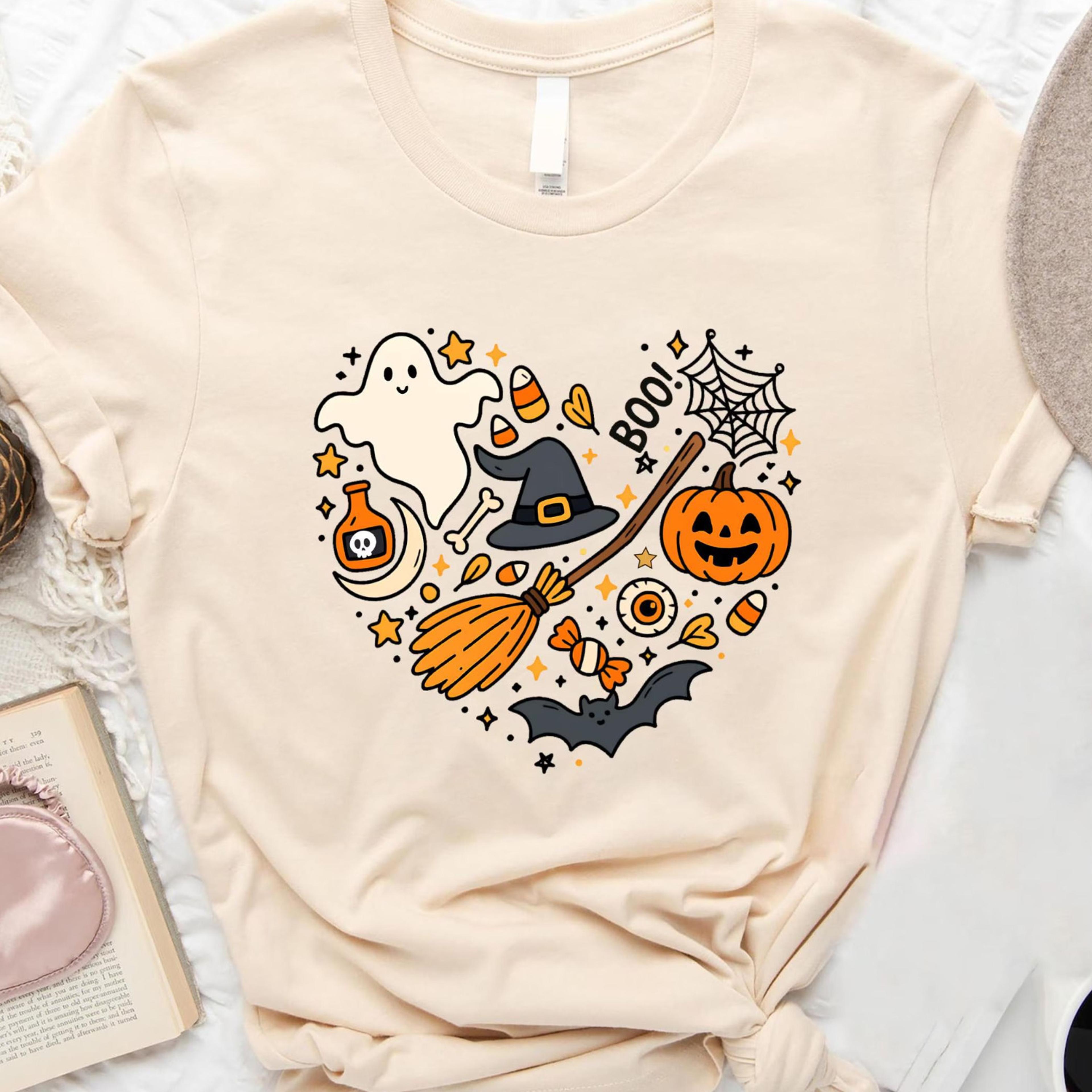 halloween doodles hearth tshirt, halloween shirt, spooky season tee, pumpkin shirt, halloween party shirt
