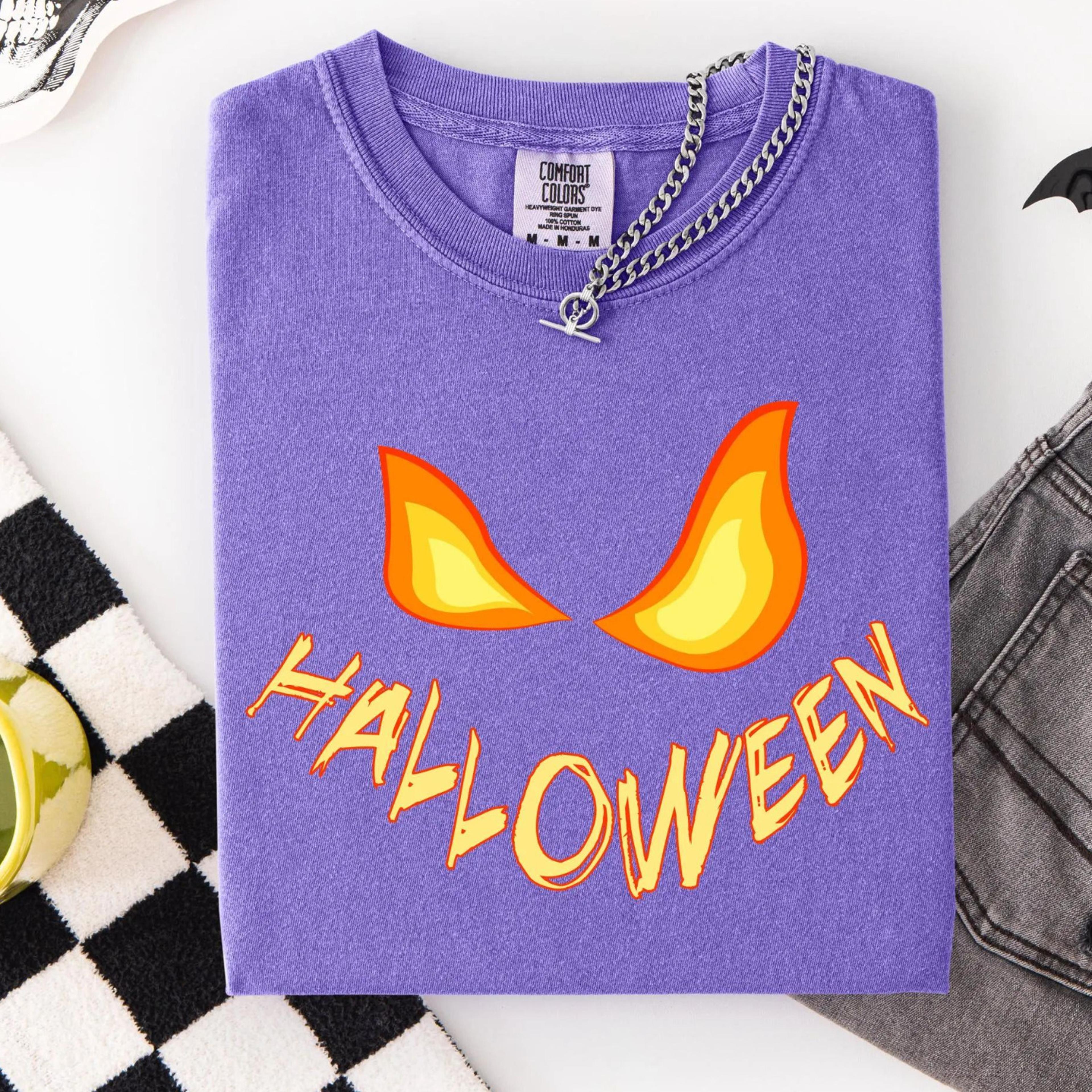 spooky eyes t-shirt grunge halloween flame eyes burning eyes graphic tee