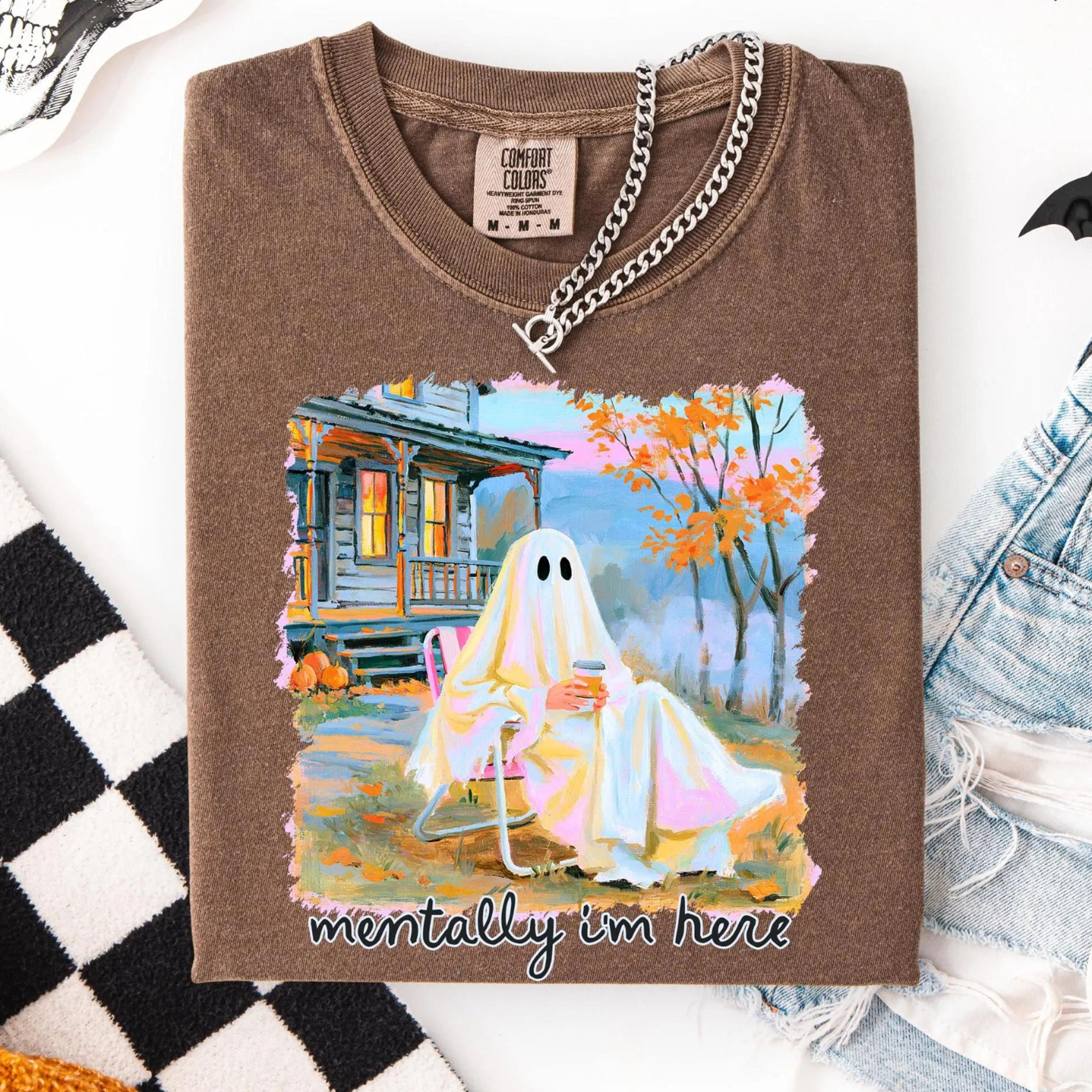 autumn ghost t-shirt pumpkin season halloween fall graphic tee