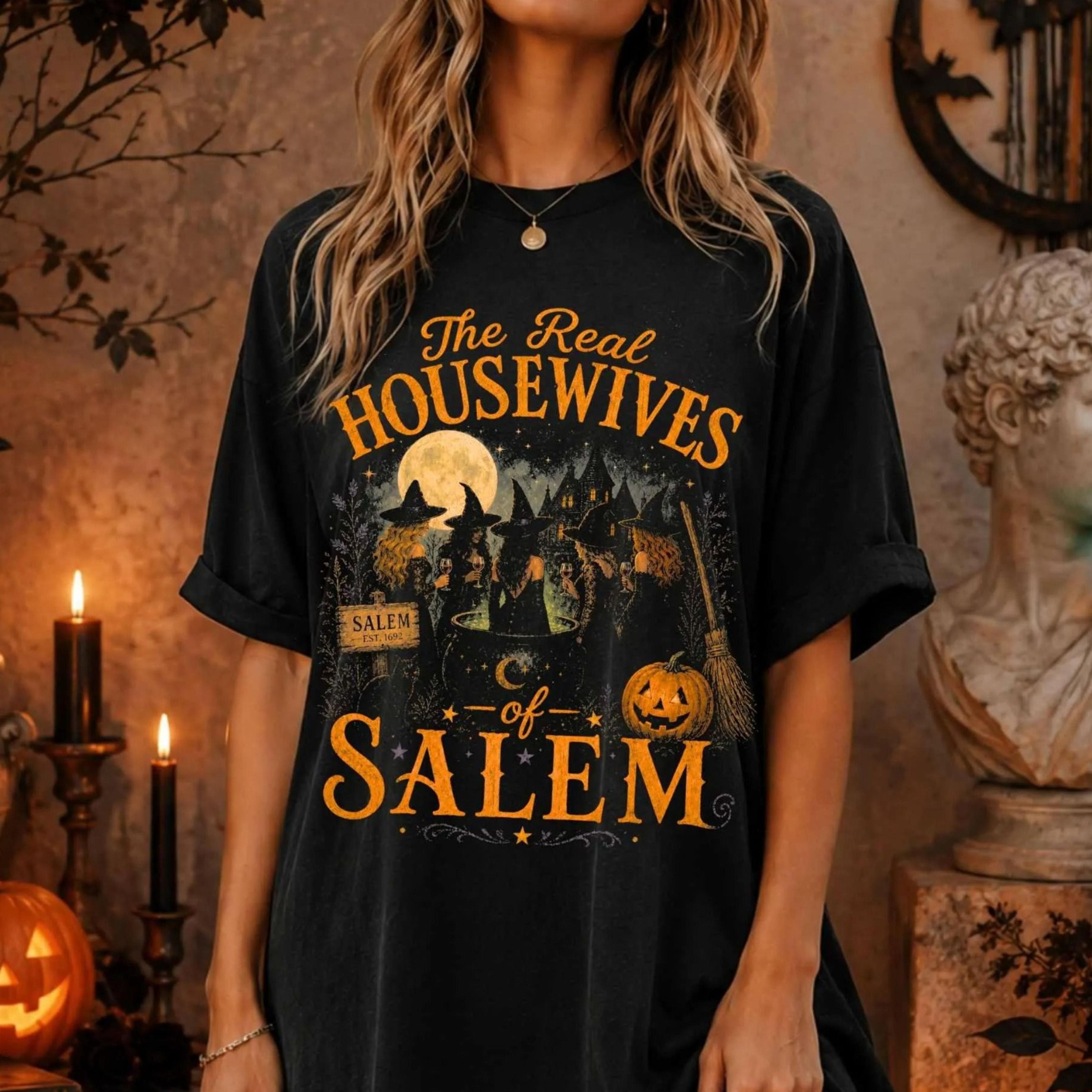 halloween salem witch trials real housewives t-shirt | funny retro | spooky girl aesthetic gift | gothic witchy gift | p