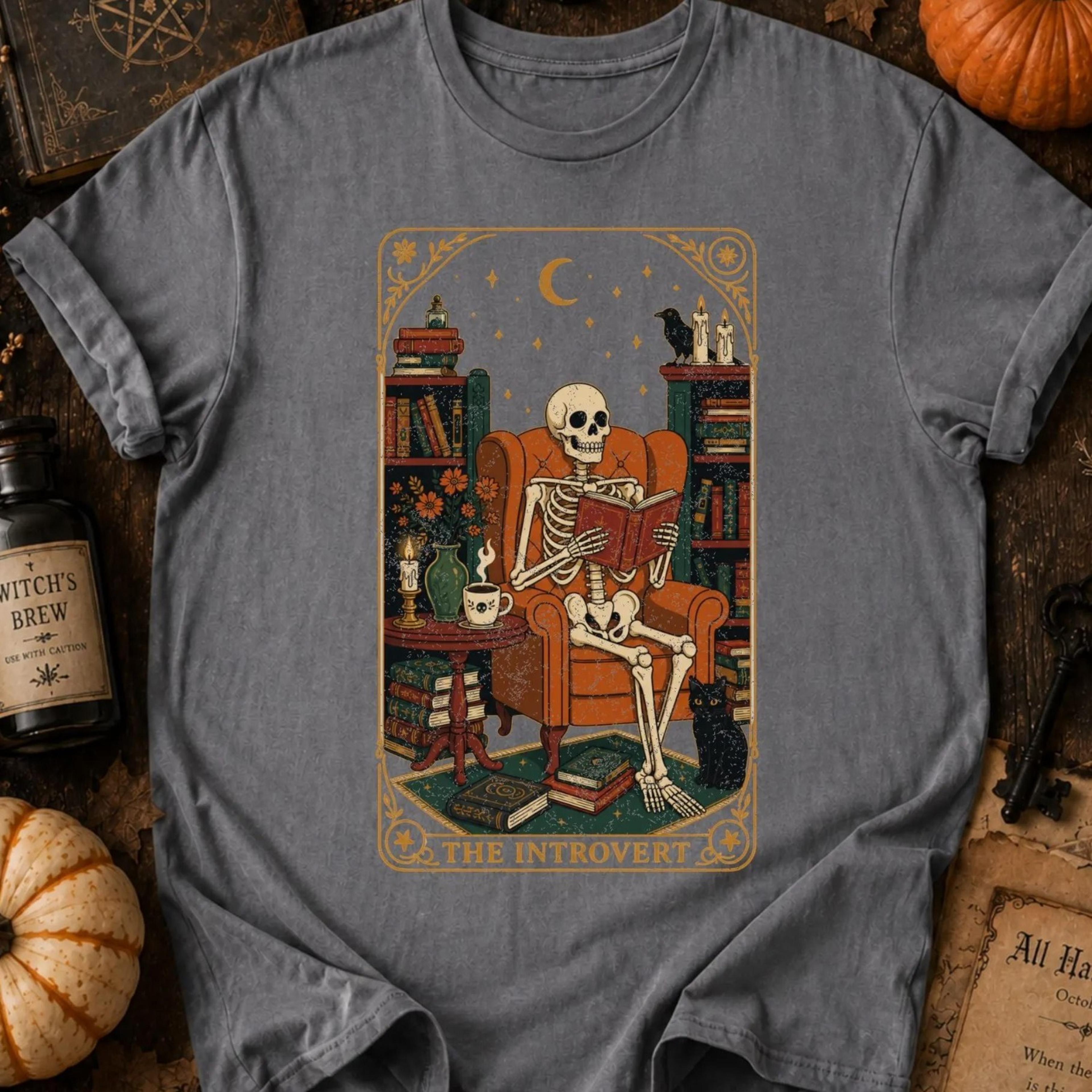 the introvert tarot bookish book lover t-shirt literature gift for reading | english teacher gift | goth reader gift | r