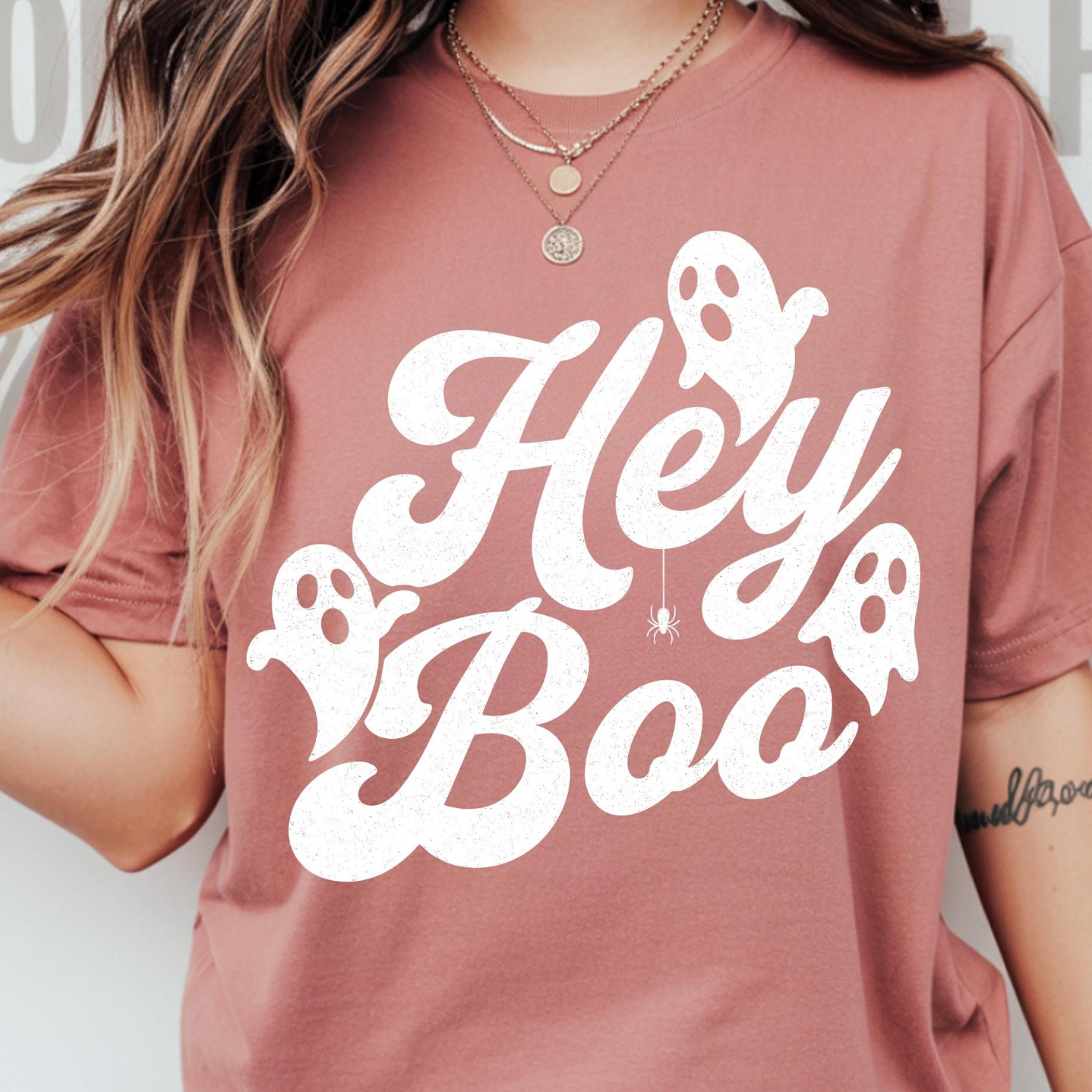 hey boo t-shirt funny halloween ghost spooky season graphic tee