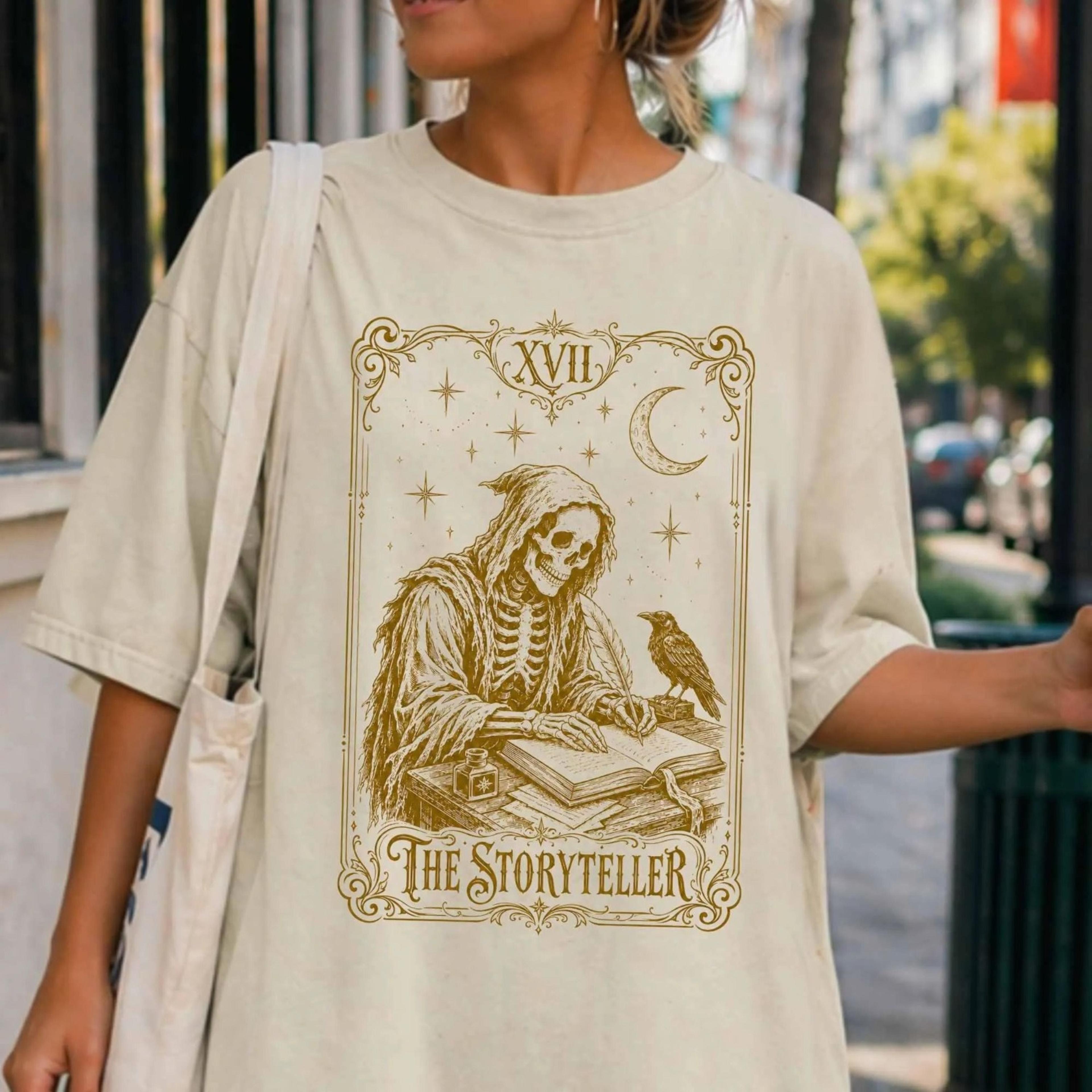 author writer tarot card the storyteller t-shirt | writing the next chapter novelist biography | literary apparel | lite