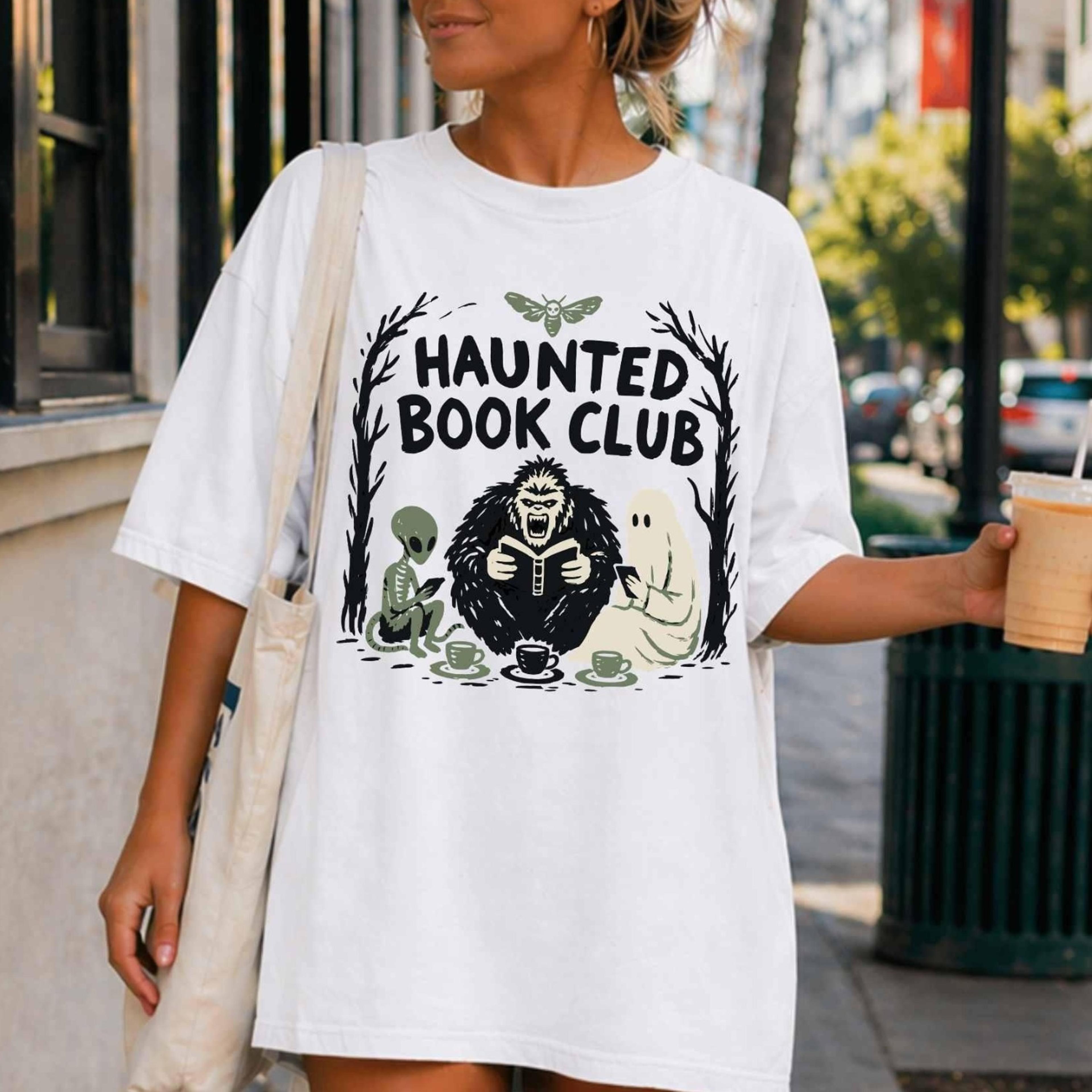 haunted book club shirt | gothic lover | cryptid halloween | folk horror art | bigfoot alien ghost | dark academia gift