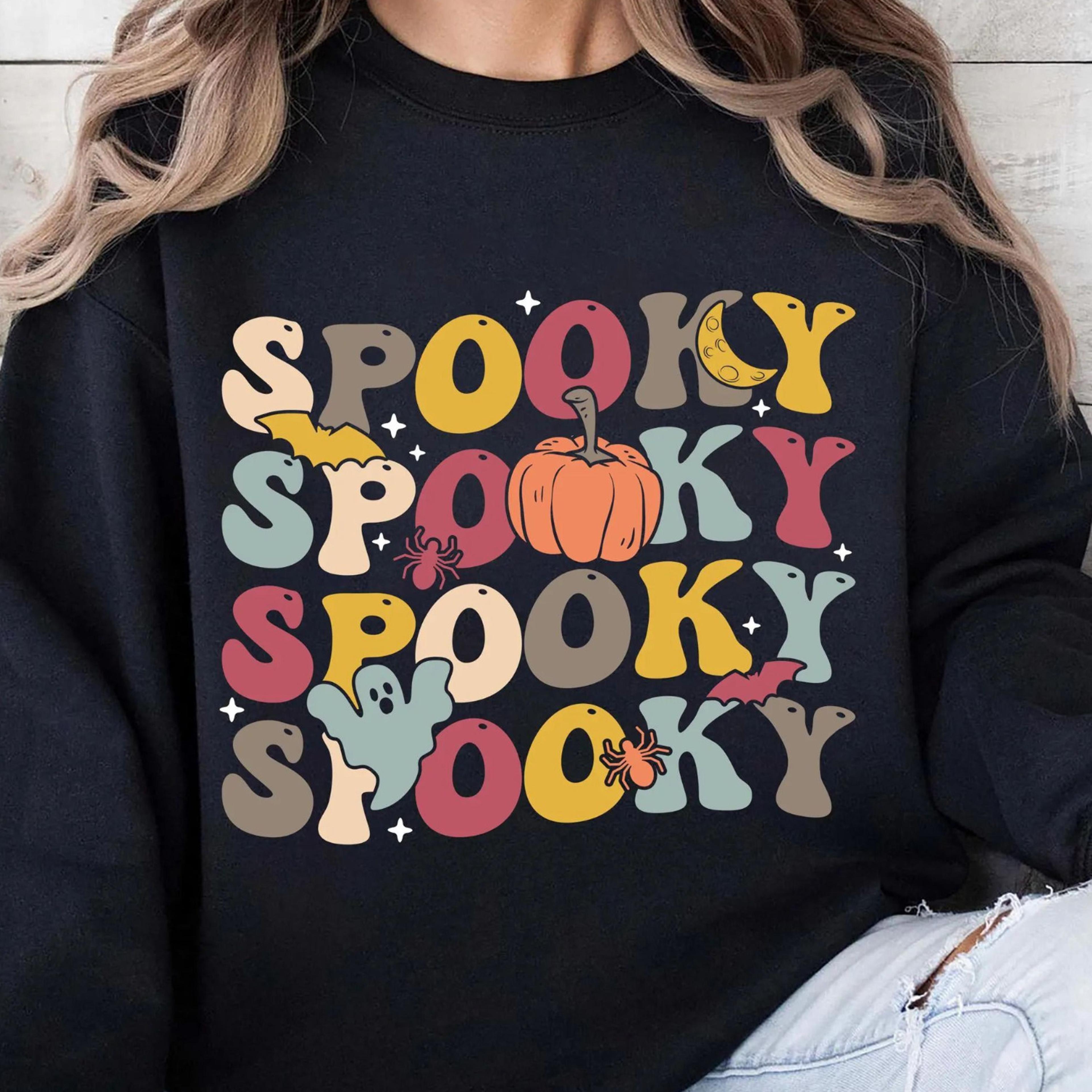 spooky sweatshirt cute halloween pumpkin ghost happy halloween fall shirt