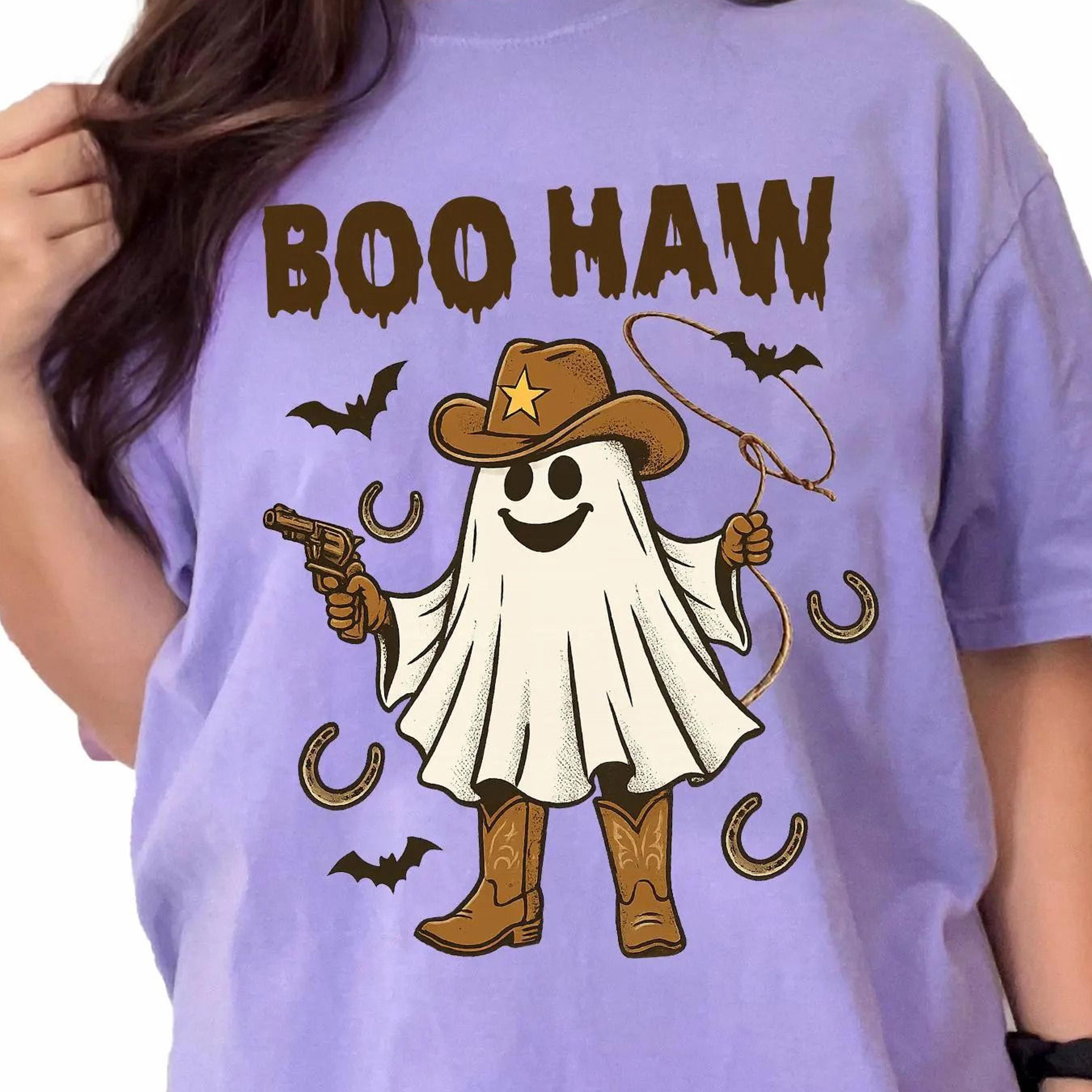 boo haw shirt funny ghost cowboy western halloween spooky fall graphic tee