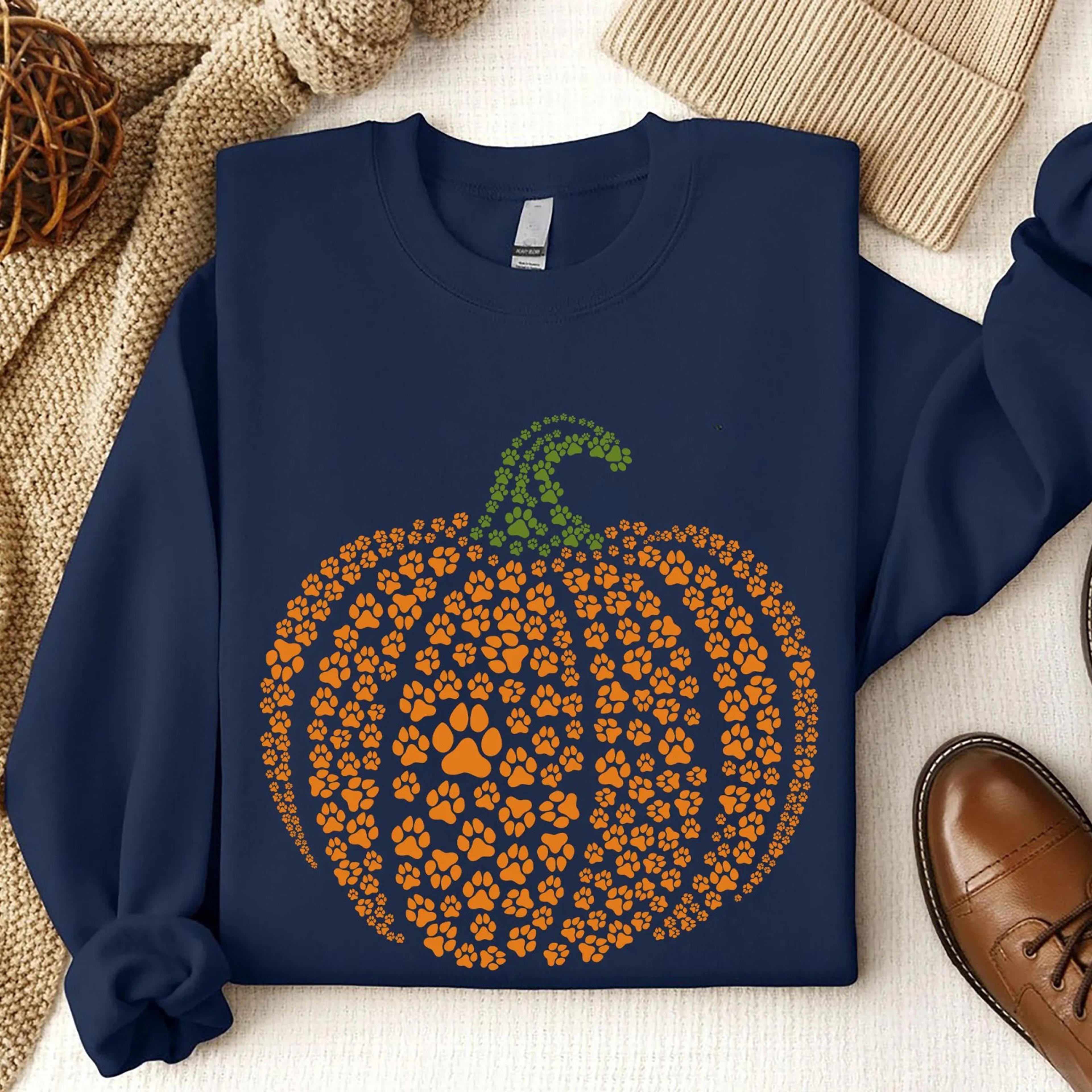 paw pumpkin sweatshirt paw print dog halloween thanksgiving fall shirt