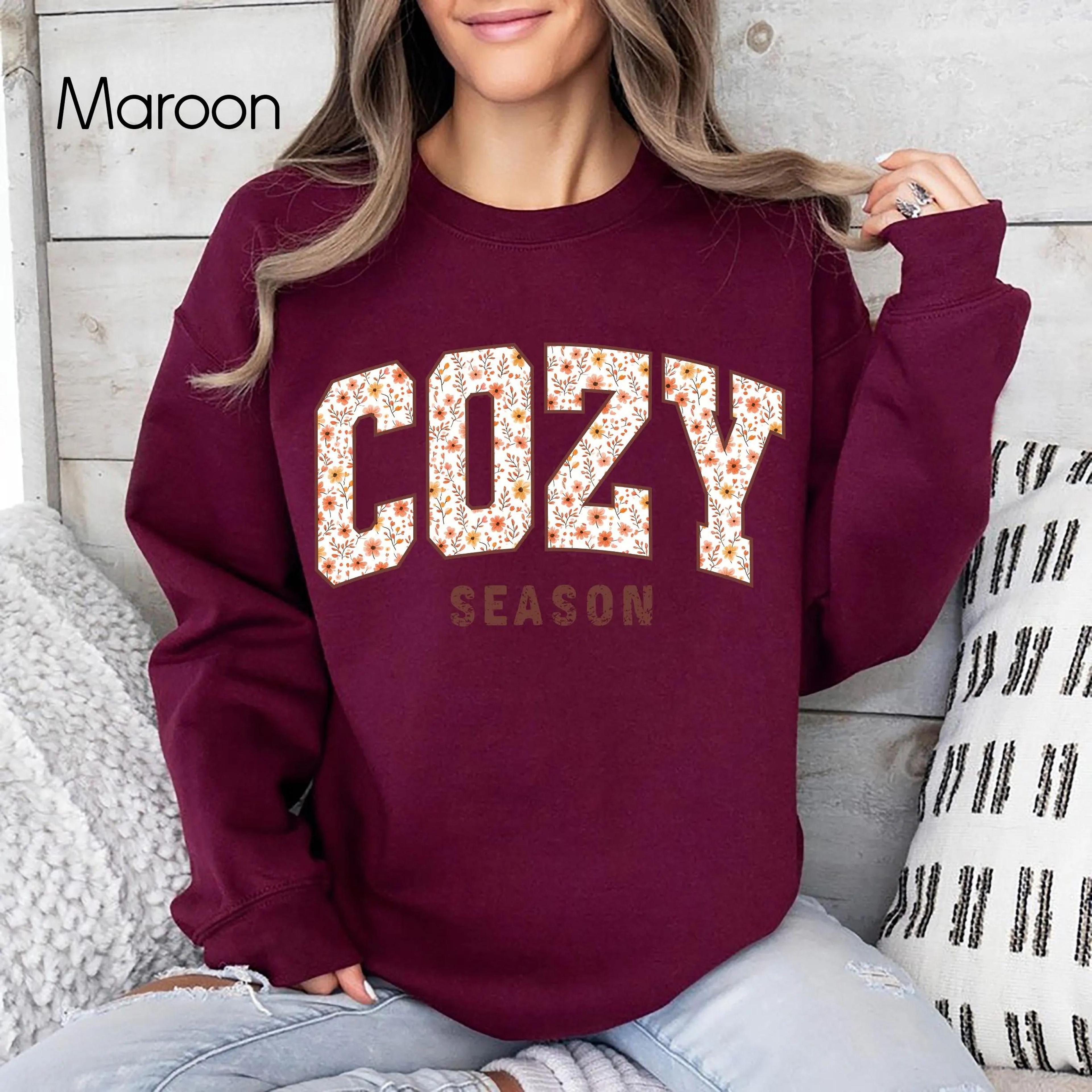 cozy season sweatshirt retro fall get cozy women's tis the season sweatshirt