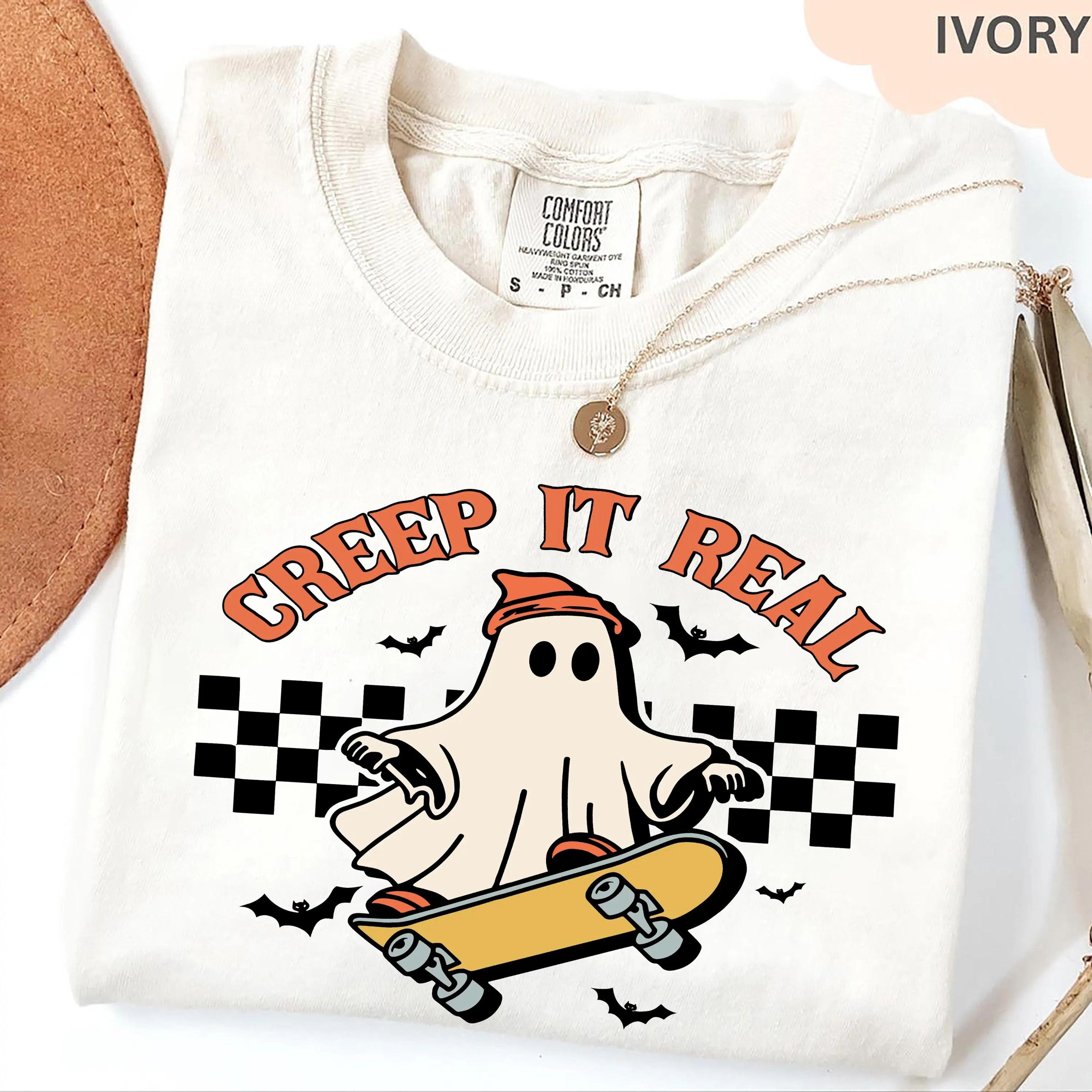 creep it real shirt retro vintage ghost halloween fall graphic tee