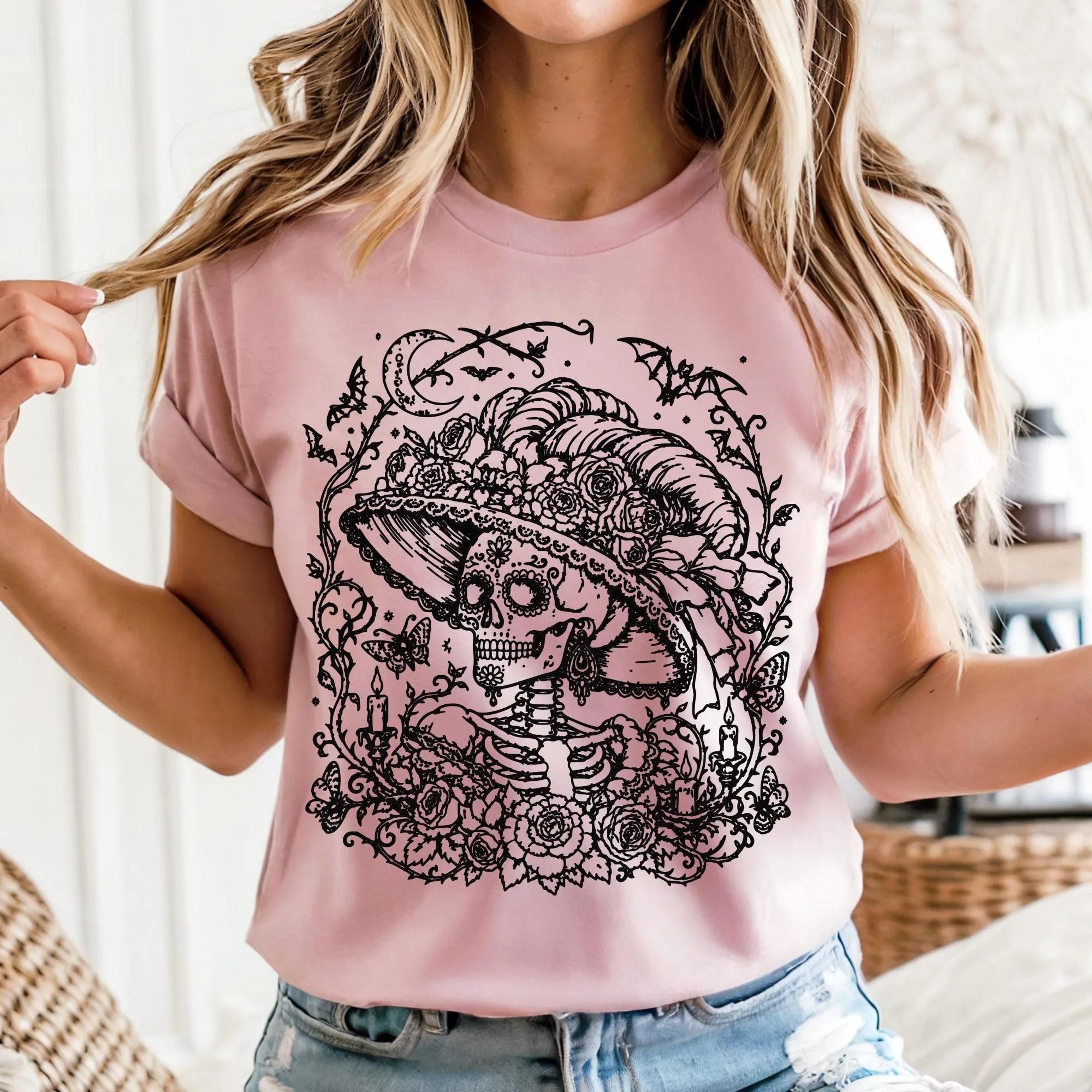 day of the dead catrina mexican skull marigold shirt | halloween folk art witchy floral sugar | dia de los muertas | spo