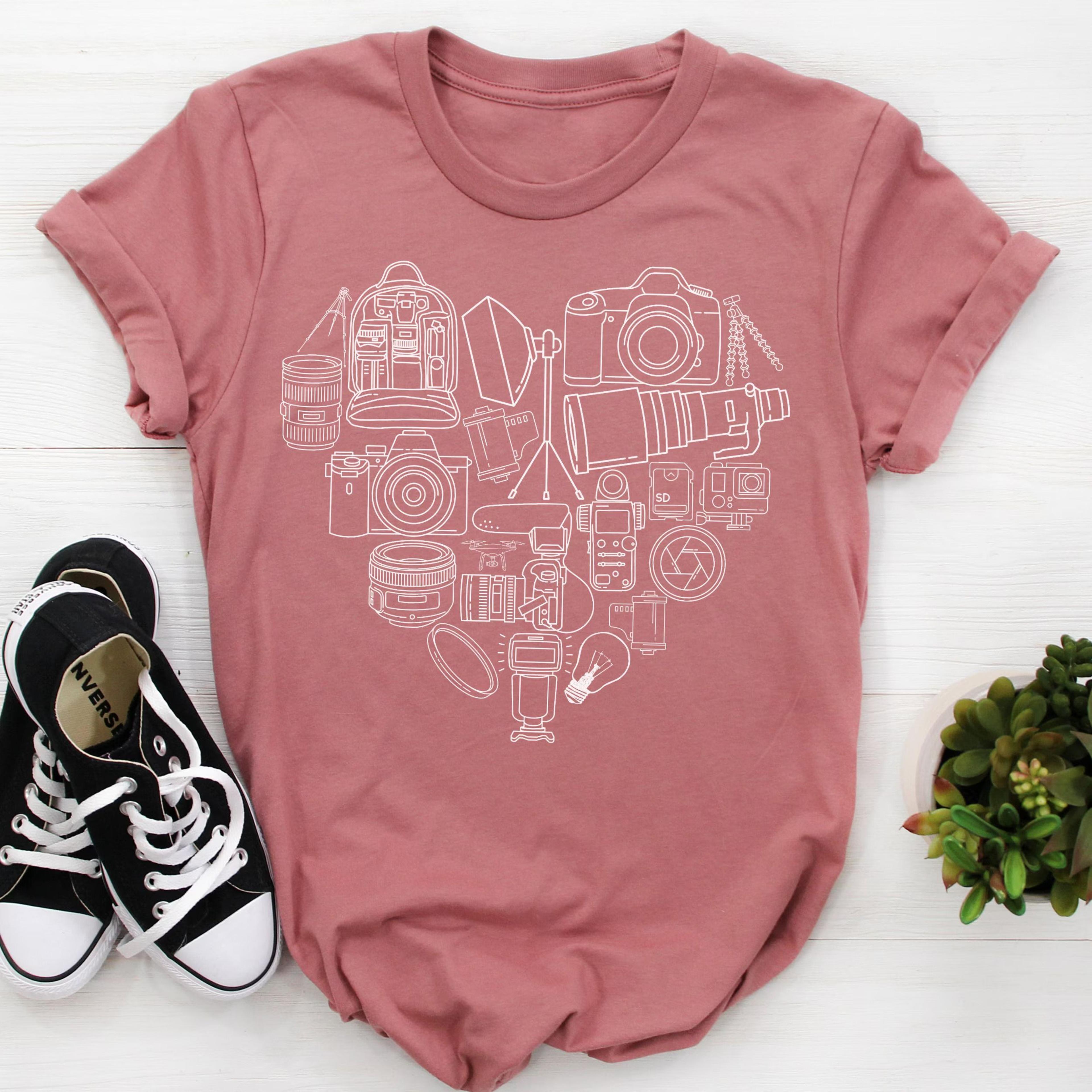 heart photography t-shirt unisex photographer camera graphic tee