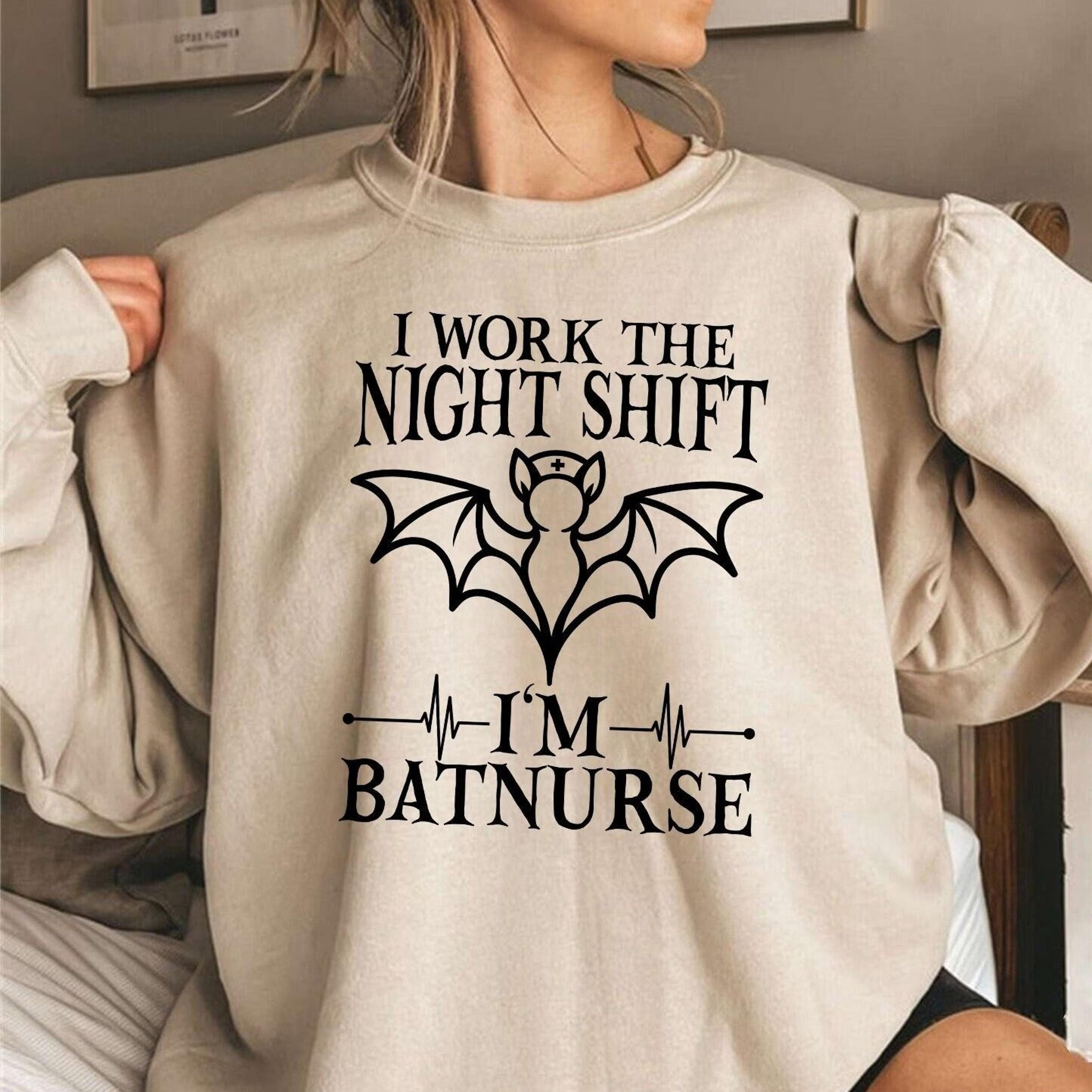 bat nurse sweatshirt | night shift nurse sweater | gothic nurse sweatshirt | rn night nurse shirt | funny nurse sweater