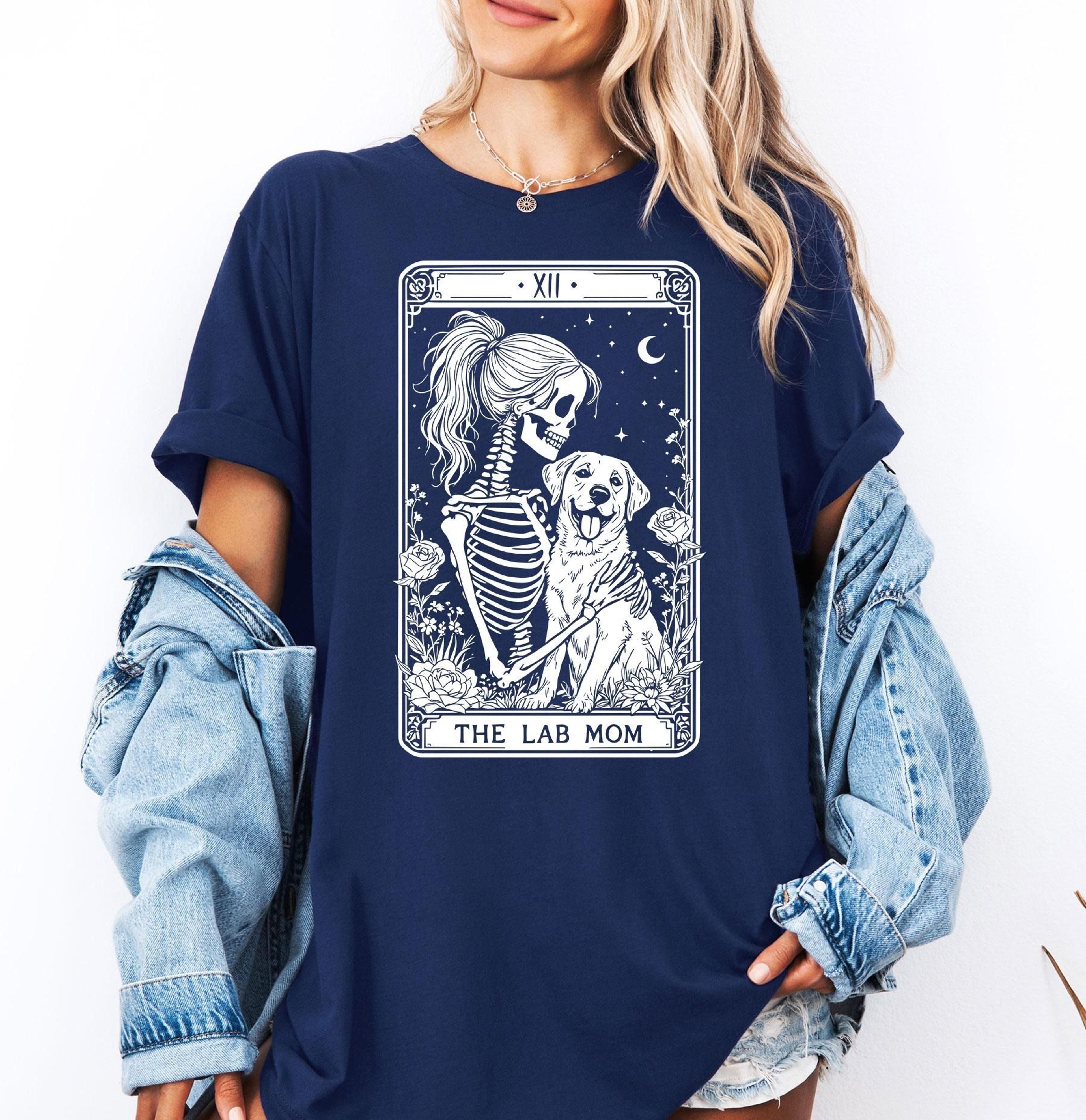 skeleton lab mom tarot card t-shirt | dog lover gift | labrador halloween tee | chocolate lab mom shirt | halloween labr