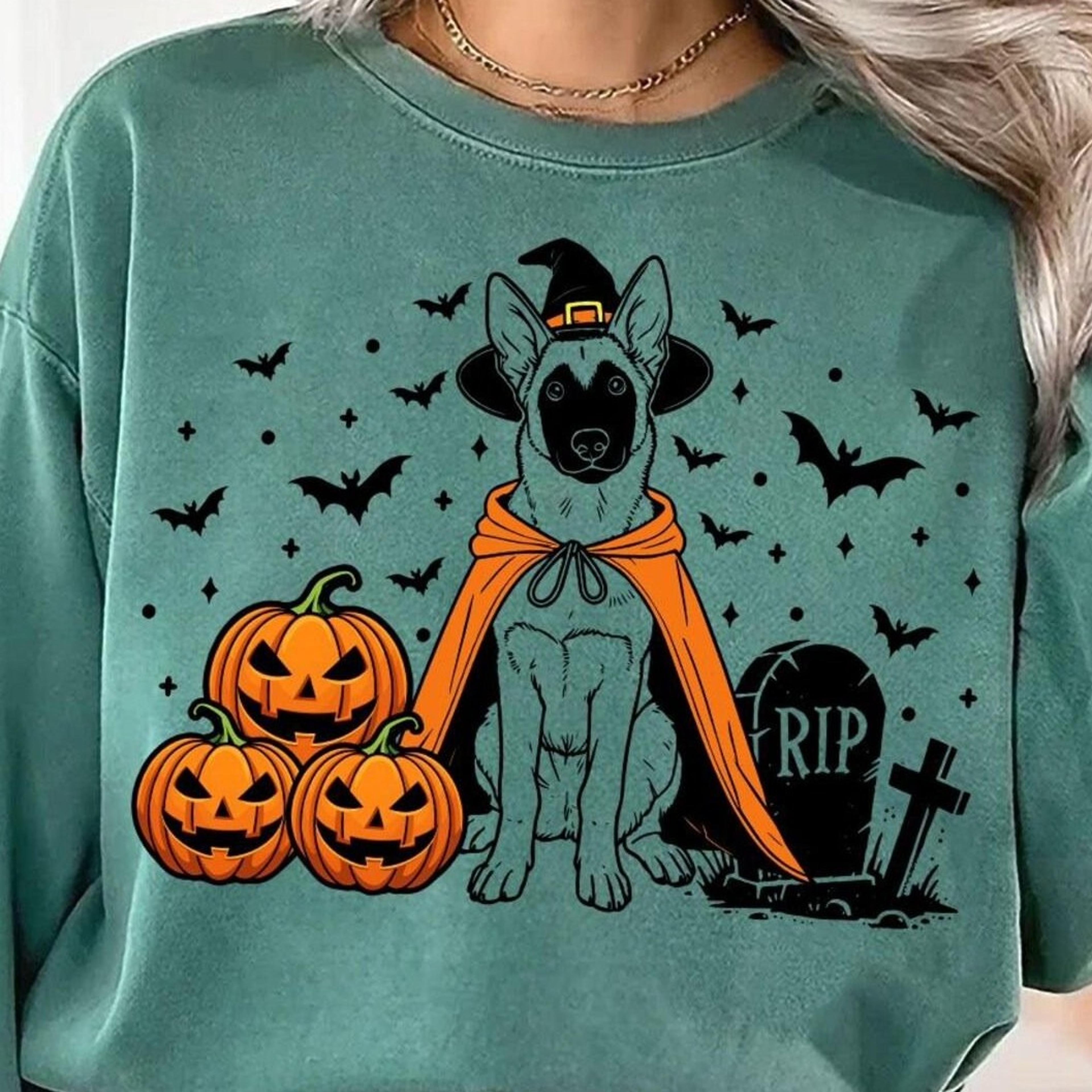 belgian malinois halloween sweatshirt | malinois dog sweater | spooky pumpkin malinois sweater | belgian malinois lover