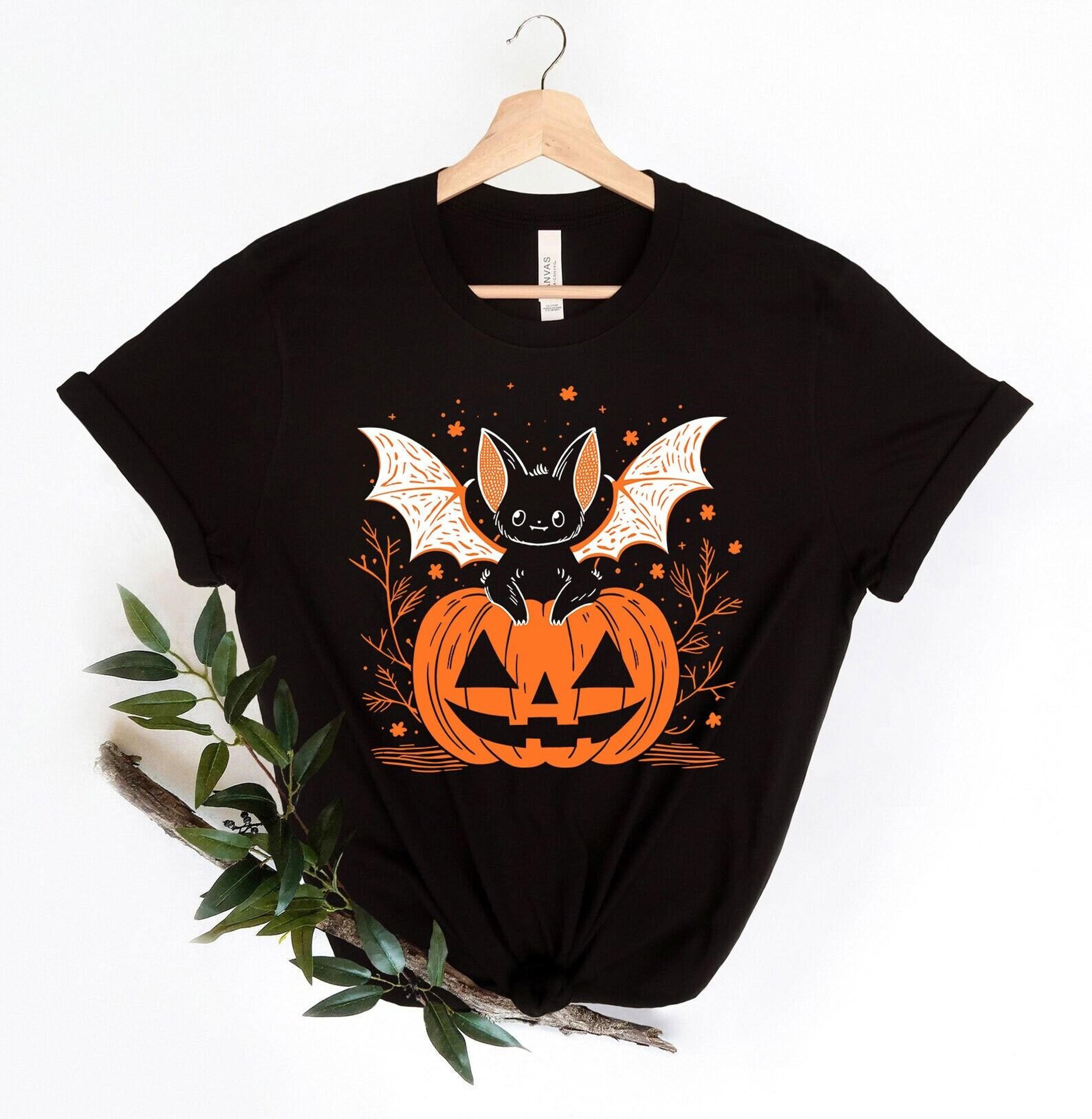 cute bat pumpkin halloween shirt, halloween bat shirt, spooky halloween shirt, bat shirt, halloween bats, spooky season,