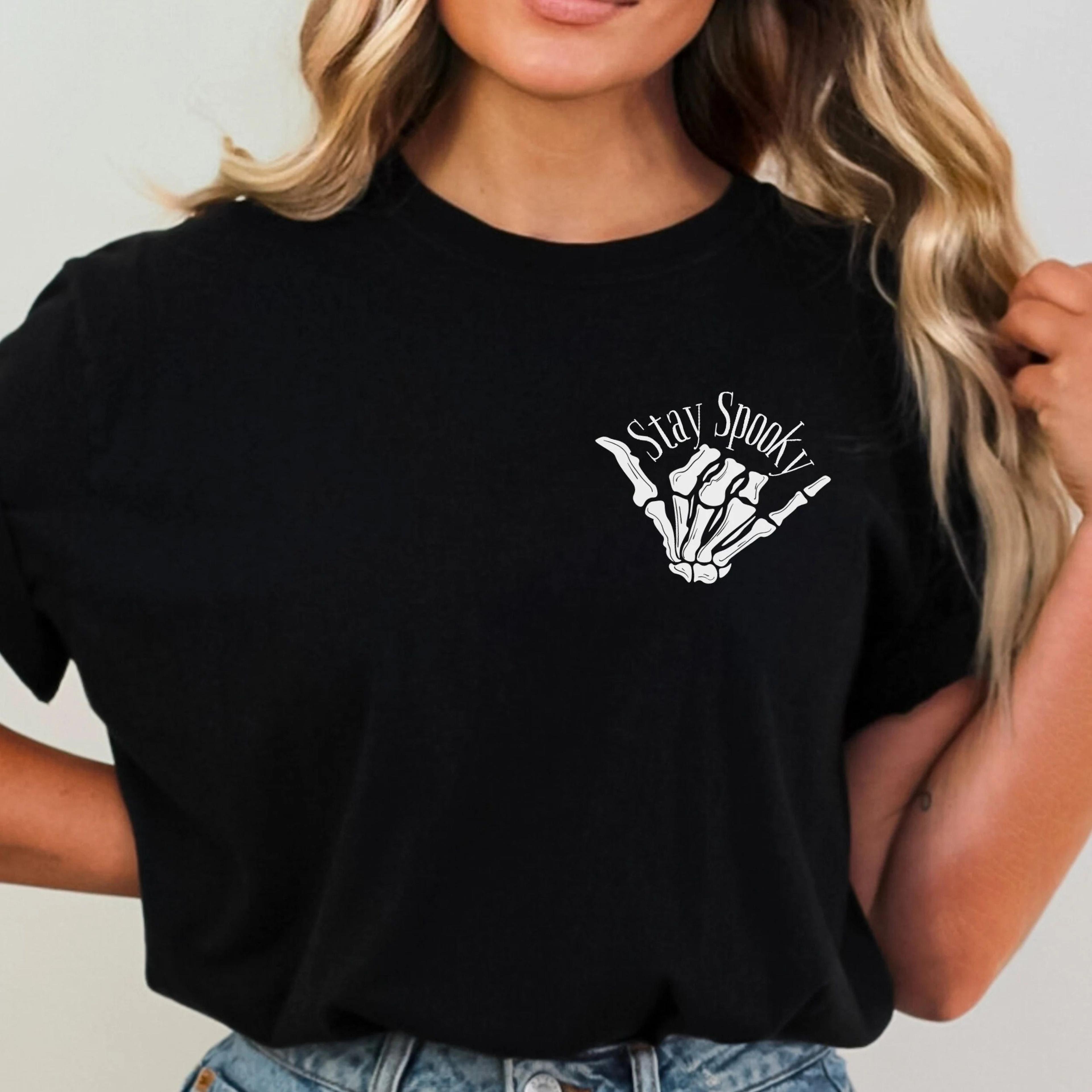 stay spooky shirt halloween skeleton graphic tee